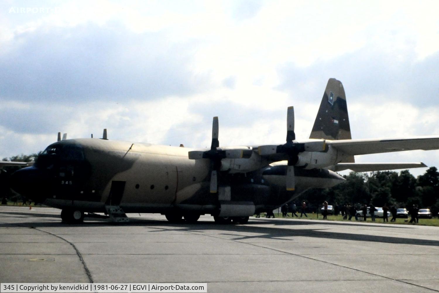 345, 1979 Lockheed C-130H Hercules C/N 382-4813, At the 1981 International Air Tattoo, scanned from slide.