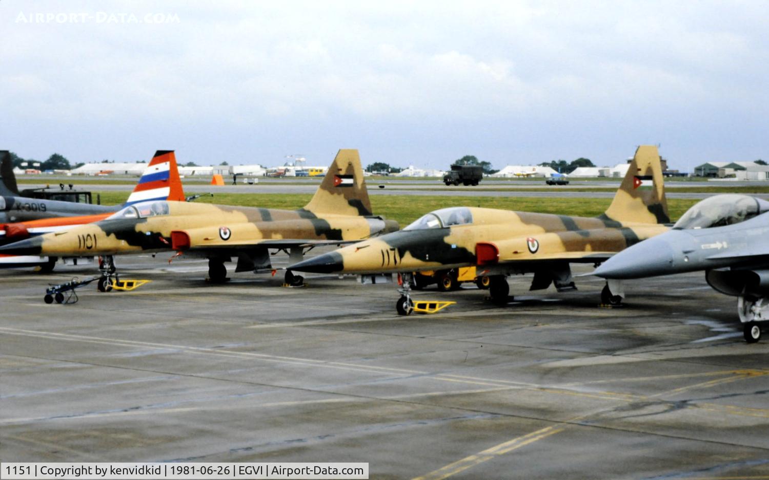 1151, 1978 Northrop F-5E Tiger II C/N R.1379, At the 1981 International Air Tattoo, scanned from slide.