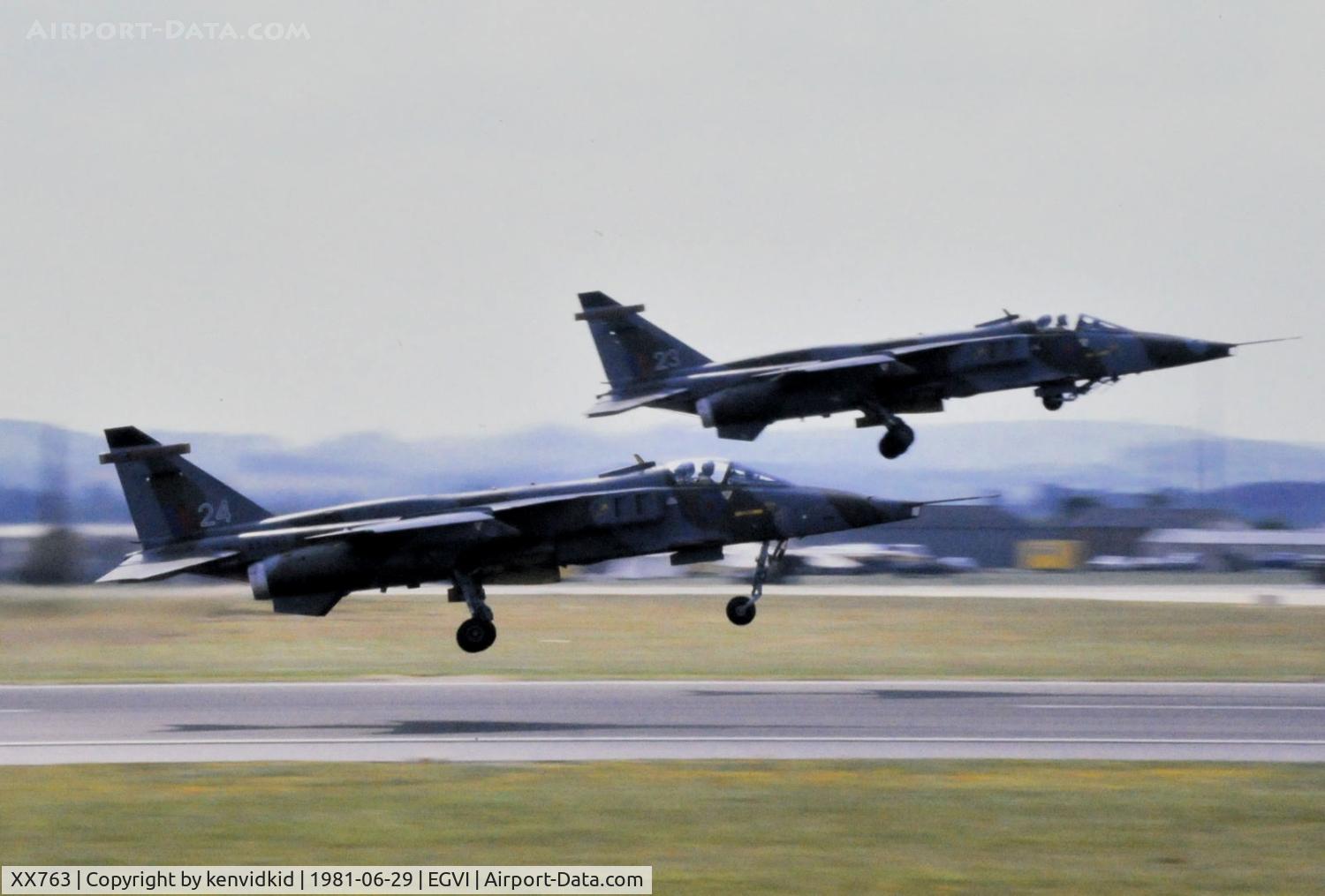 XX763, 1975 Sepecat Jaguar GR.1 C/N S.60, At the 1981 International Air Tattoo, scanned from slide.