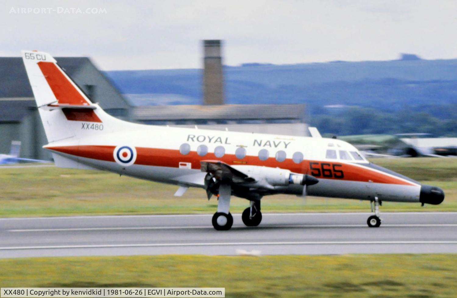XX480, 1970 Scottish Aviation HP-137 Jetstream T.2 C/N 262, At the 1981 International Air Tattoo, scanned from slide.