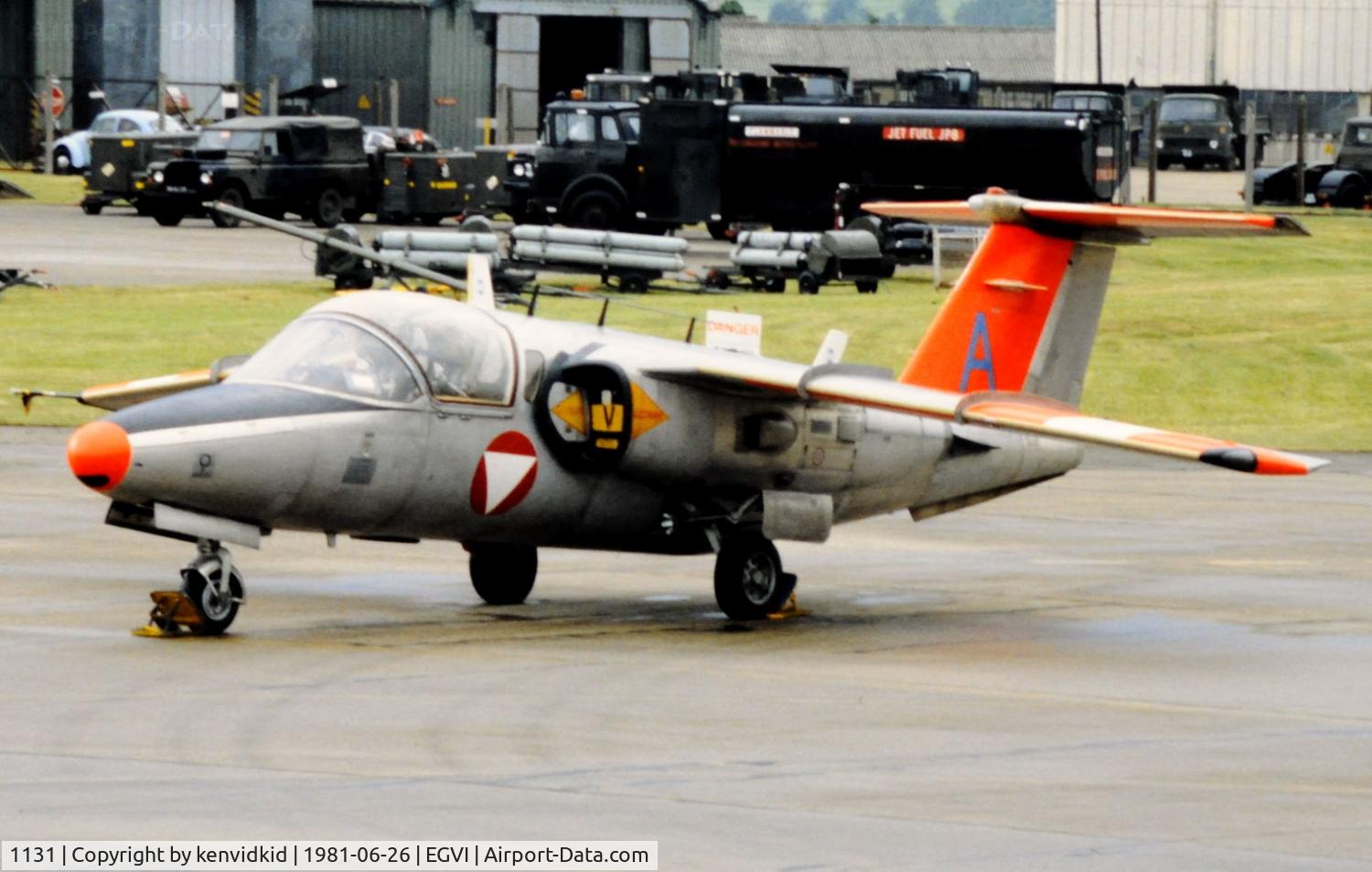 1131, Saab 105OE C/N 105431, At the 1981 International Air Tattoo, scanned from slide.