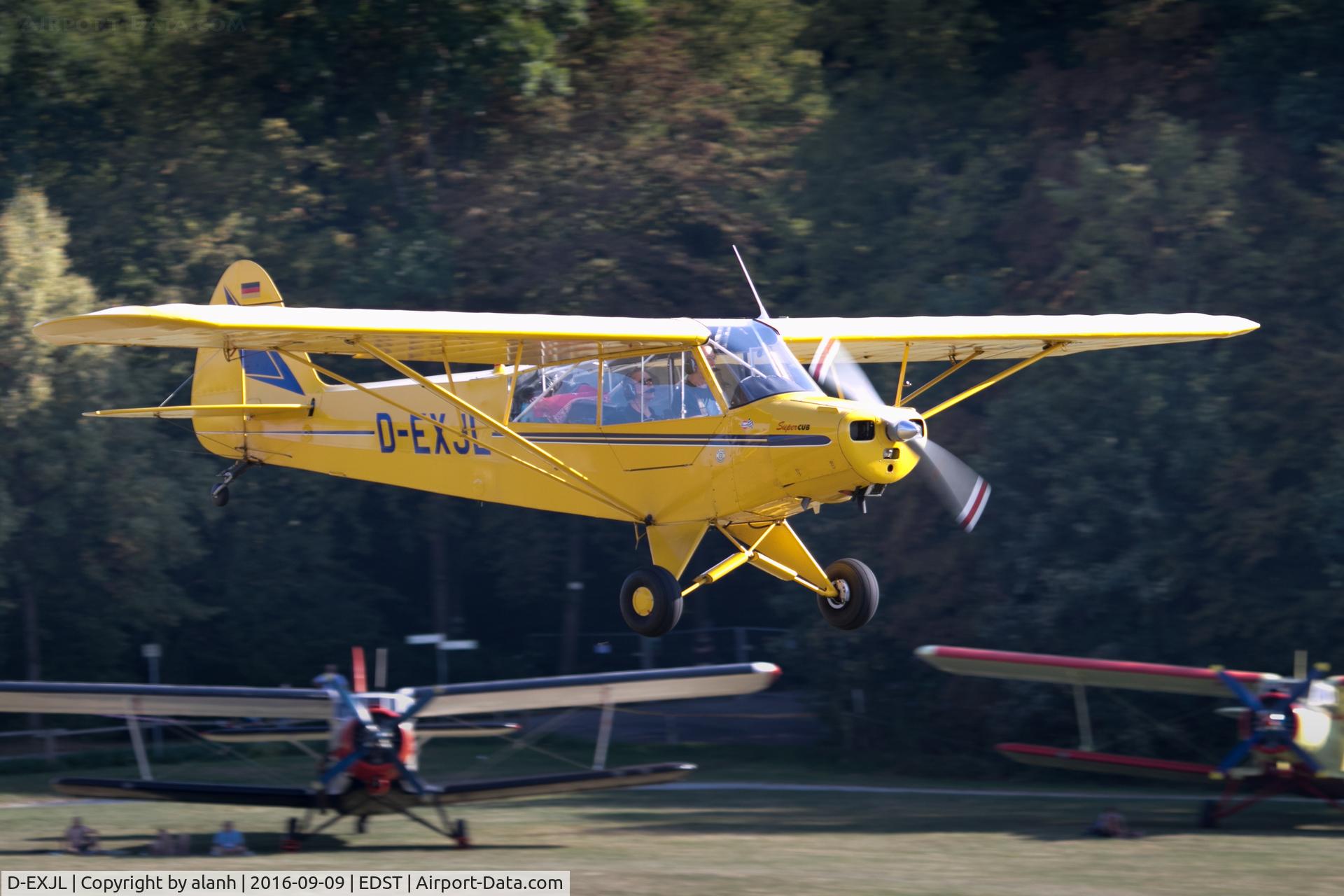 D-EXJL, 1952 Piper L-18C Super Cub (PA-18-95) C/N 18-2083, Arriving at the 2016 Hahnweide Oldtimer Fliegertreffen