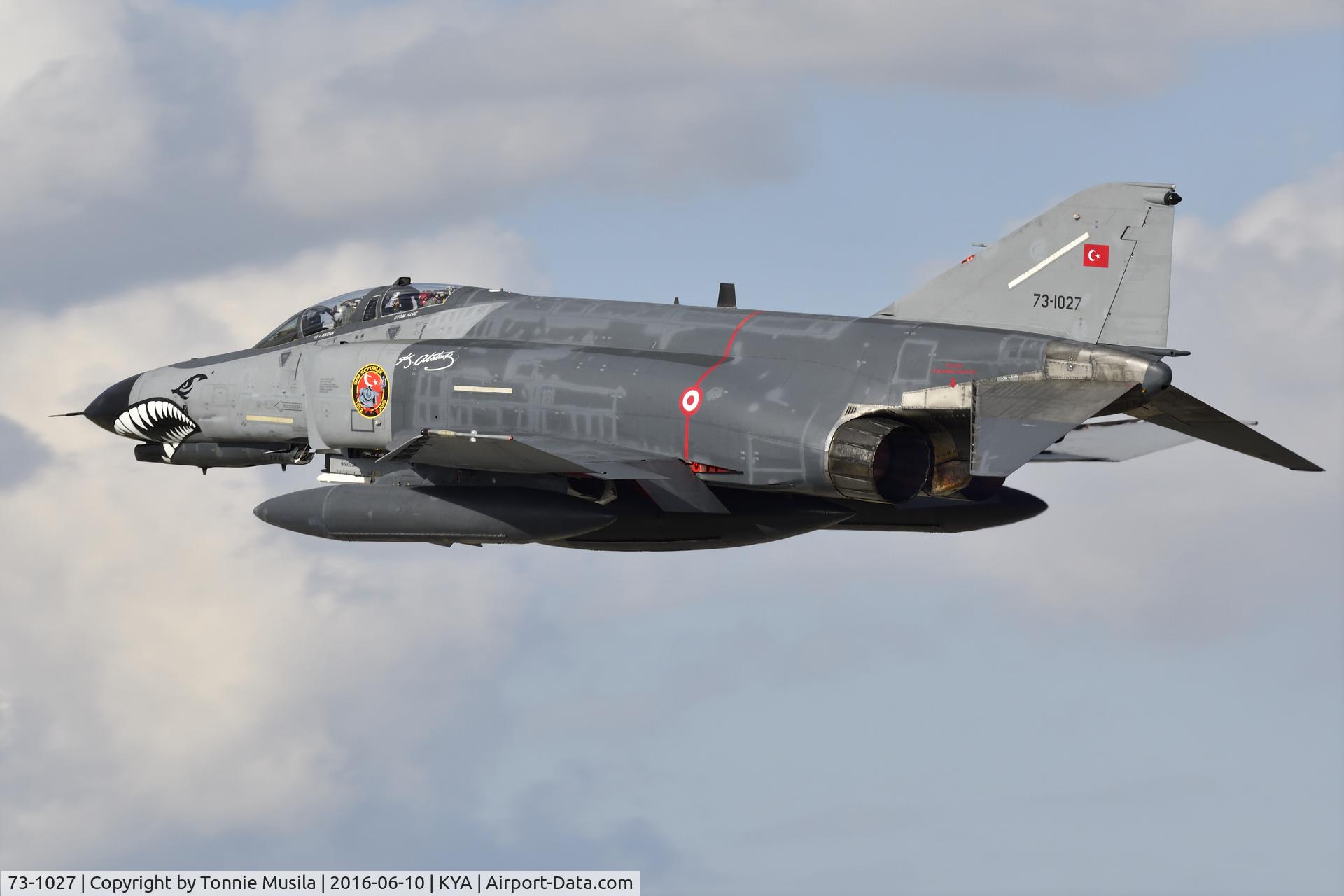 73-1027, 1973 McDonnell Douglas F-4E Terminator 2020 C/N 4592, Turkish Air Force - McDonnell Douglas F-4E Terminator 2020 73-1027 getting airborne AE2016 Konya AB Turkey. 