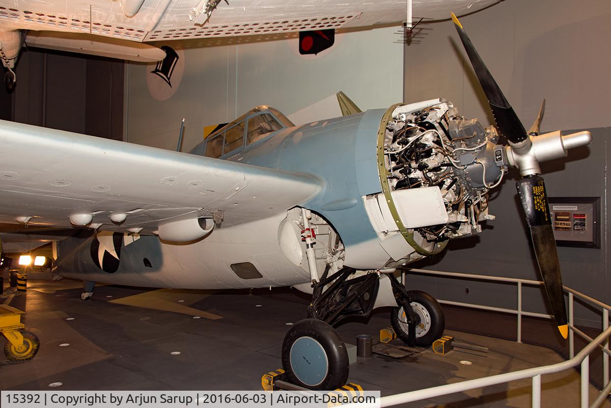 15392, 1943 General Motors (Grumman) FM-1 Wildcat C/N 401, This Wildcat was built at Linden, New Jersey in 1943 and operated for only thirteen months with the Navy, mainly at Naval Air Station Norman, Oklahoma. It was placed in storage until its restoration by Grumman in 1975 for the NASM.
