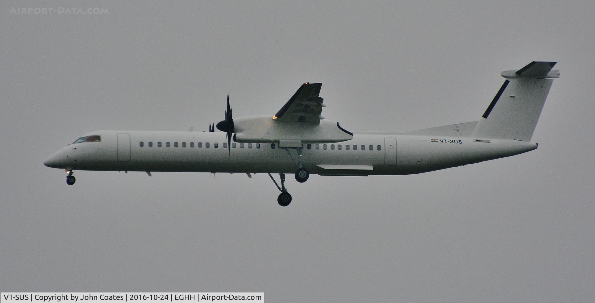 VT-SUS, 2010 Bombardier DHC-8-402 Dash 8 C/N 4346, ex N346NG on delivery flight in bad weather