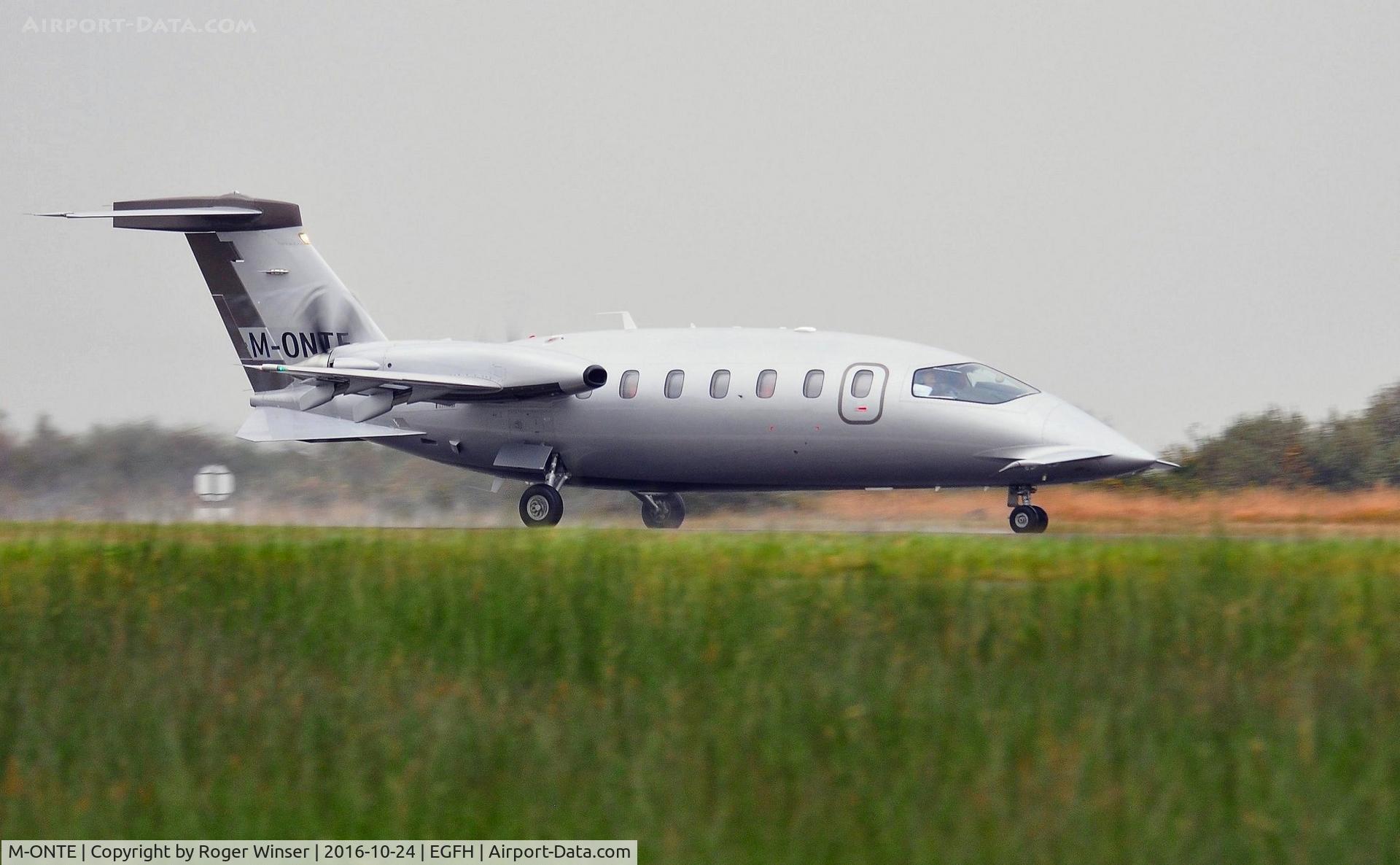 M-ONTE, 2009 Piaggio P-180 Avanti II C/N 1176, Visiting P180 Avanti II operated by Scotia Aviation departing a wet Runway 04.
