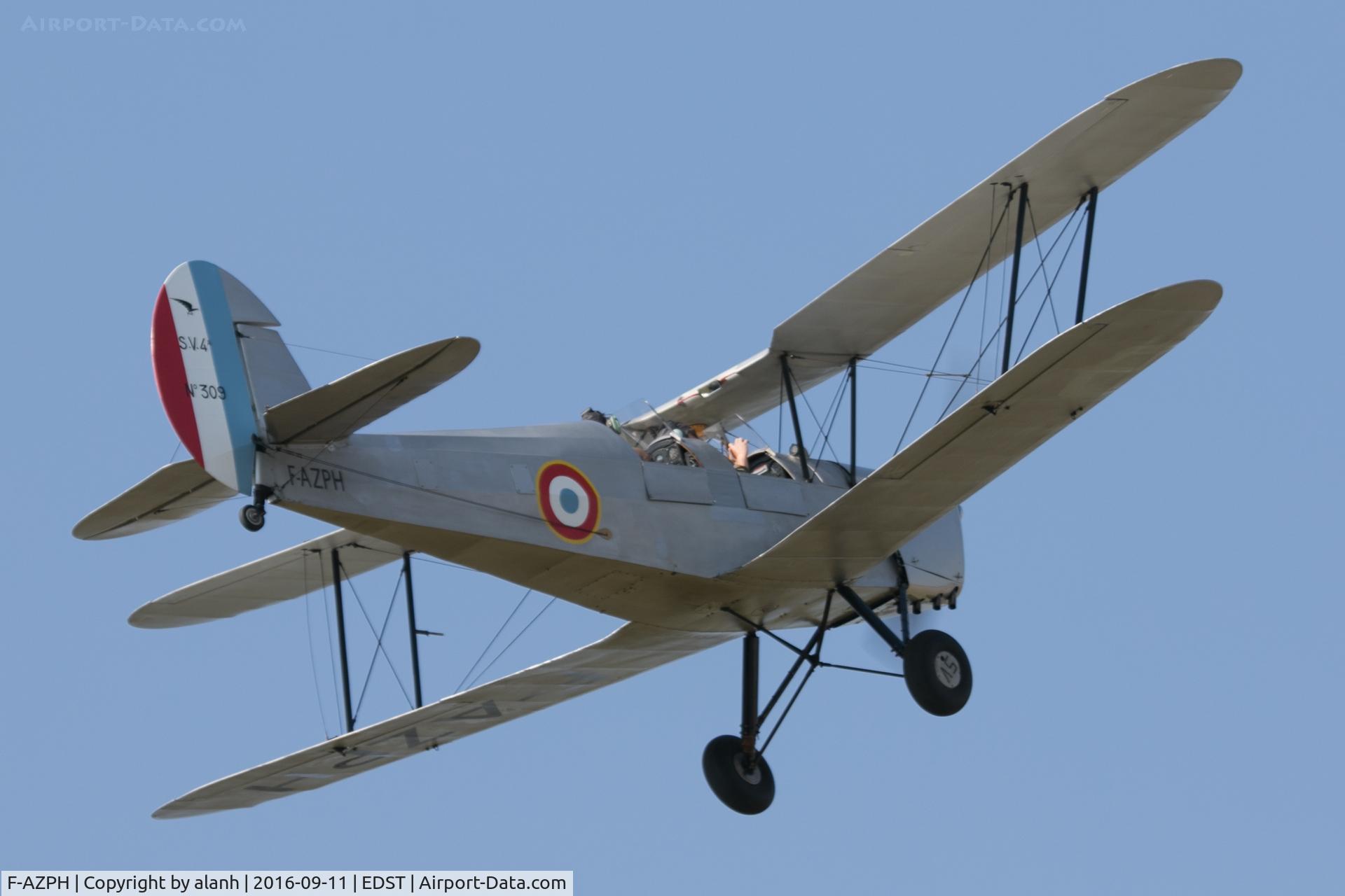 F-AZPH, 1946 Stampe-Vertongen SV-4C C/N 309, Departing the 2016 Hahnweide Oldtimer Fliegertreffen