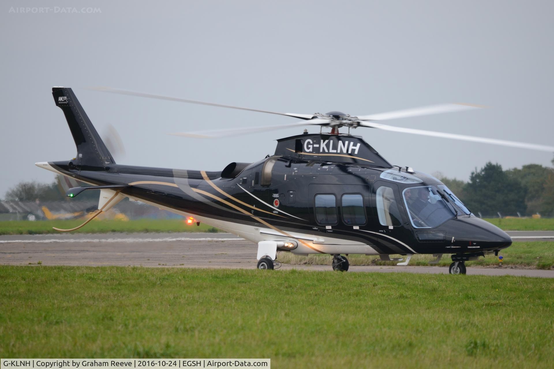 G-KLNH, 2016 AgustaWestland AW-109SP Grand New C/N 22364, Just landed at Norwich.