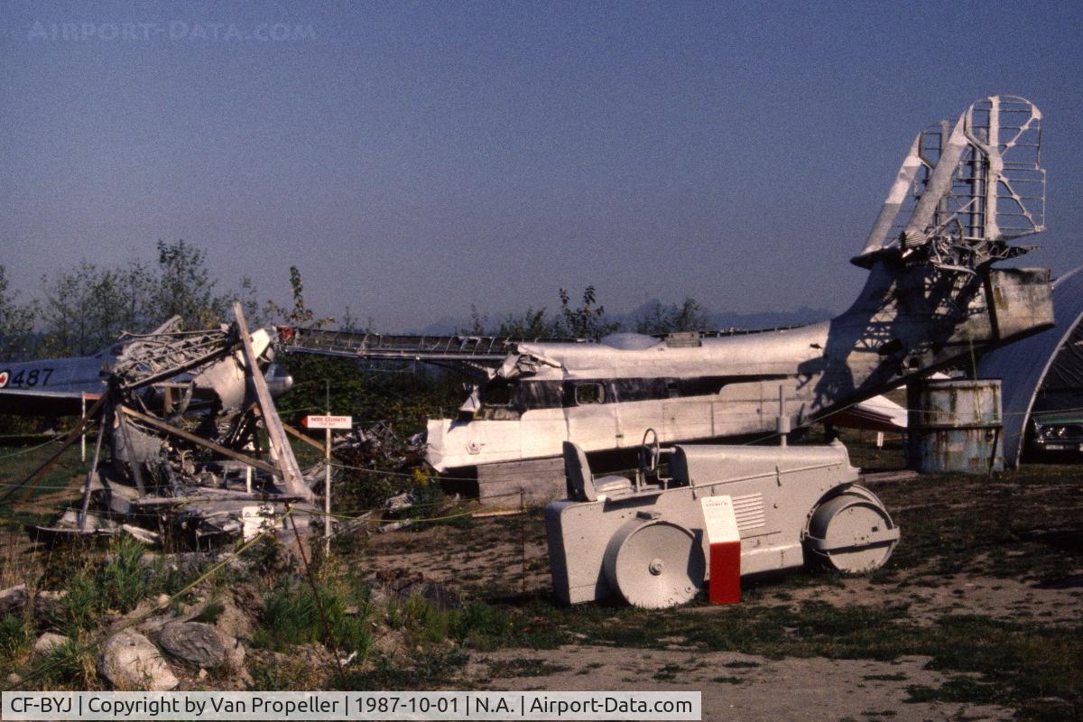 CF-BYJ, 1939 Supermarine Stranraer C/N CV 205, Wreckage of Supermarine Stranrear at the Canadian Museum of Flight & Transportation at Surrey, Vancouver, B.C., Canada, 1987. It crashed at Belize Inlet, B.C., 24-12-1949, when it was in service with Queen Charlotte Airlines