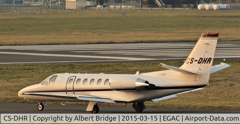 CS-DHR, 2005 Cessna 550 Citation Bravo C/N 550-1114, Departing in the late-evening sun.
