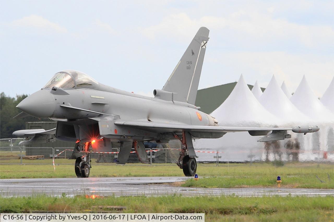 C16-56, Eurofighter EF-2000 Typhoon S C/N SS038, Spanish Air Force Eurofighter EF-2000 Typhoon S, Taxiing to parking area, Avord Air Base 702 (LFOA) Open day 2016