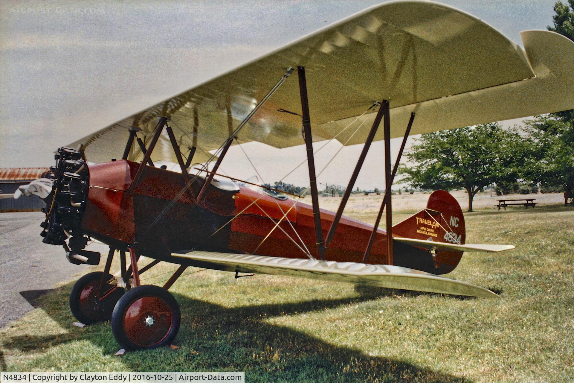 N4834, 1928 Travel Air 4000 C/N 418, N4834 at the old Rio Vista Airport in California.