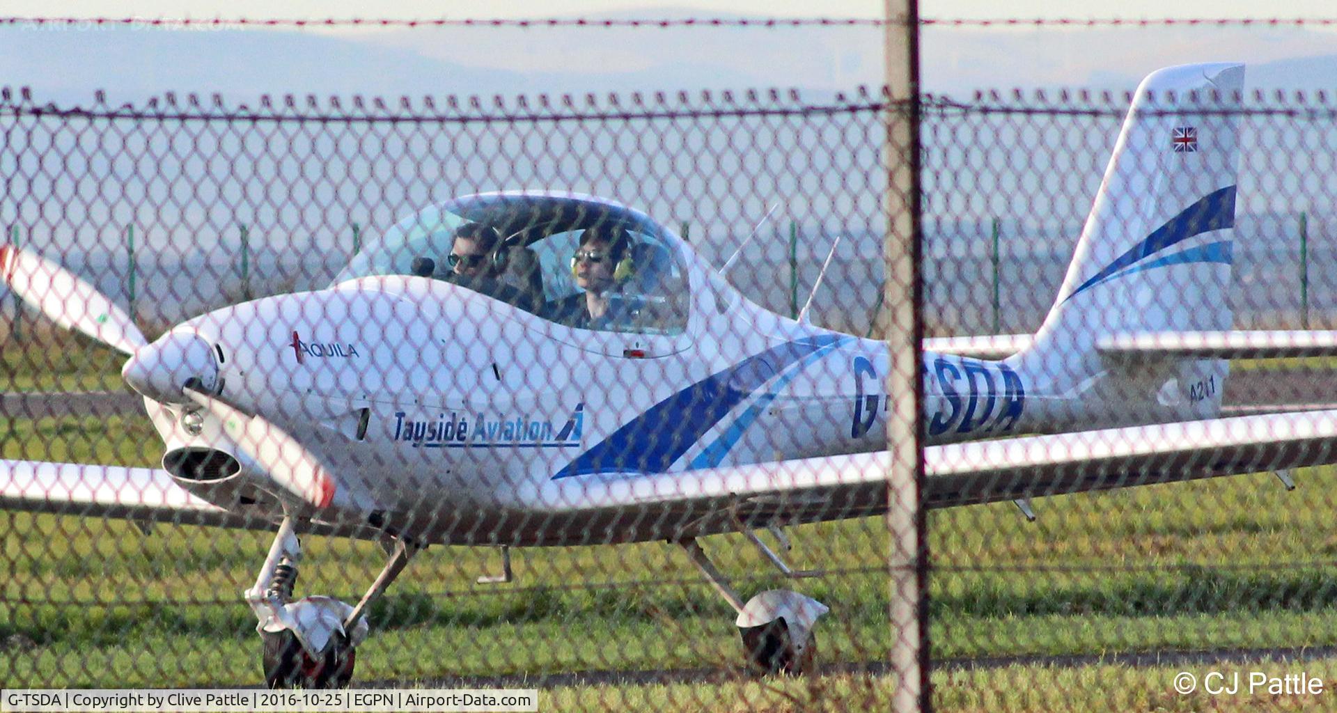 G-TSDA, 2015 Aquila AT01-100A C/N AT01-100A-329, Through the fence - Tayside Aviation in action at Dundee EGPN