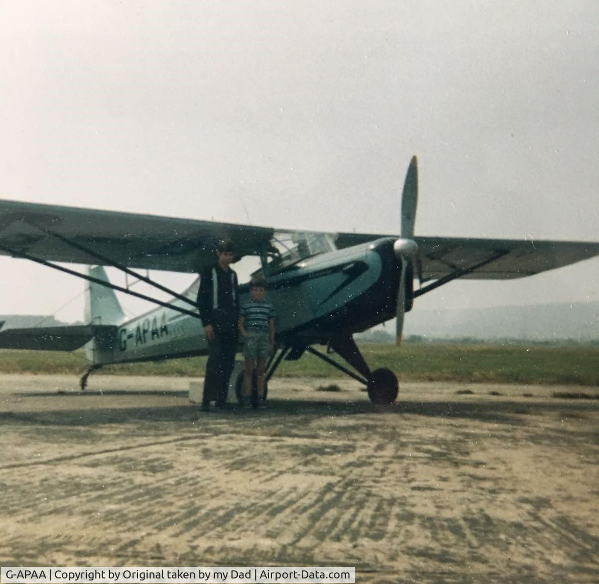 G-APAA, 1956 Auster J-5R Alpine C/N 3303, This is me and my older brother in 1966 or 67, when we had our first ever flight, at Weston-Super-Mare (or possibly Bristol?) with my Dad, who was a former RAF LAC in WW2 who maintained Hurricanes and other planes in North Africa and Italy
