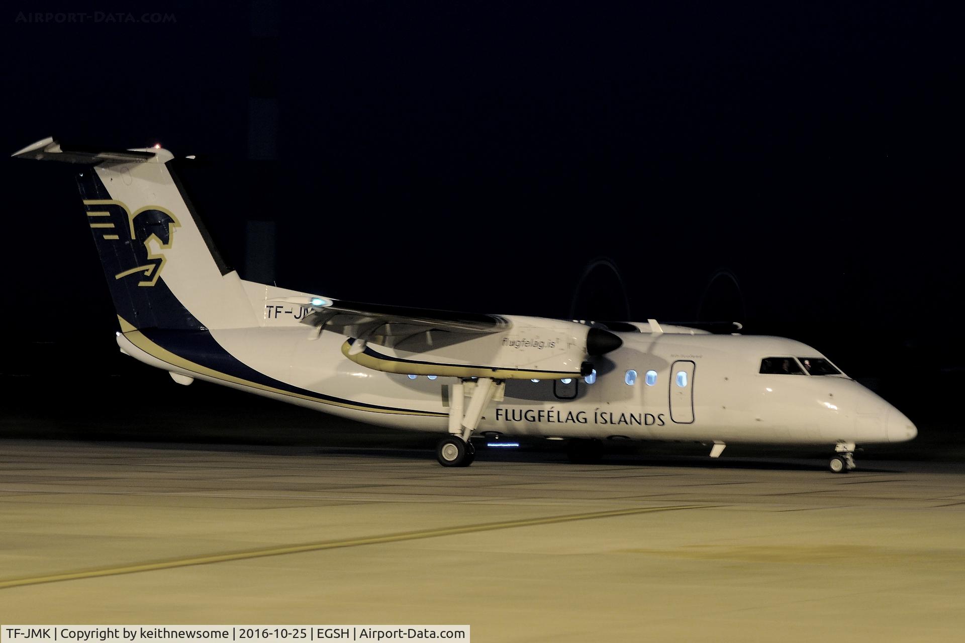 TF-JMK, 1996 De Havilland Canada DHC-8-202 Dash 8 C/N 446, Arriving late for paintwork.