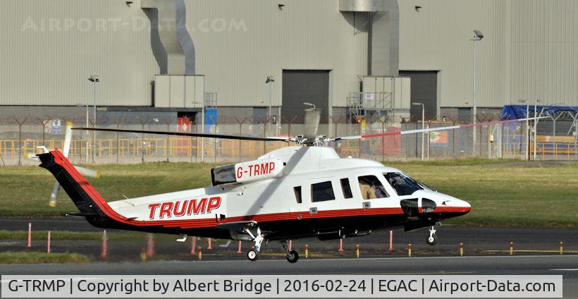 G-TRMP, 1990 Sikorsky S-76B C/N 760362, Departing after a very short visit – about five minutes.