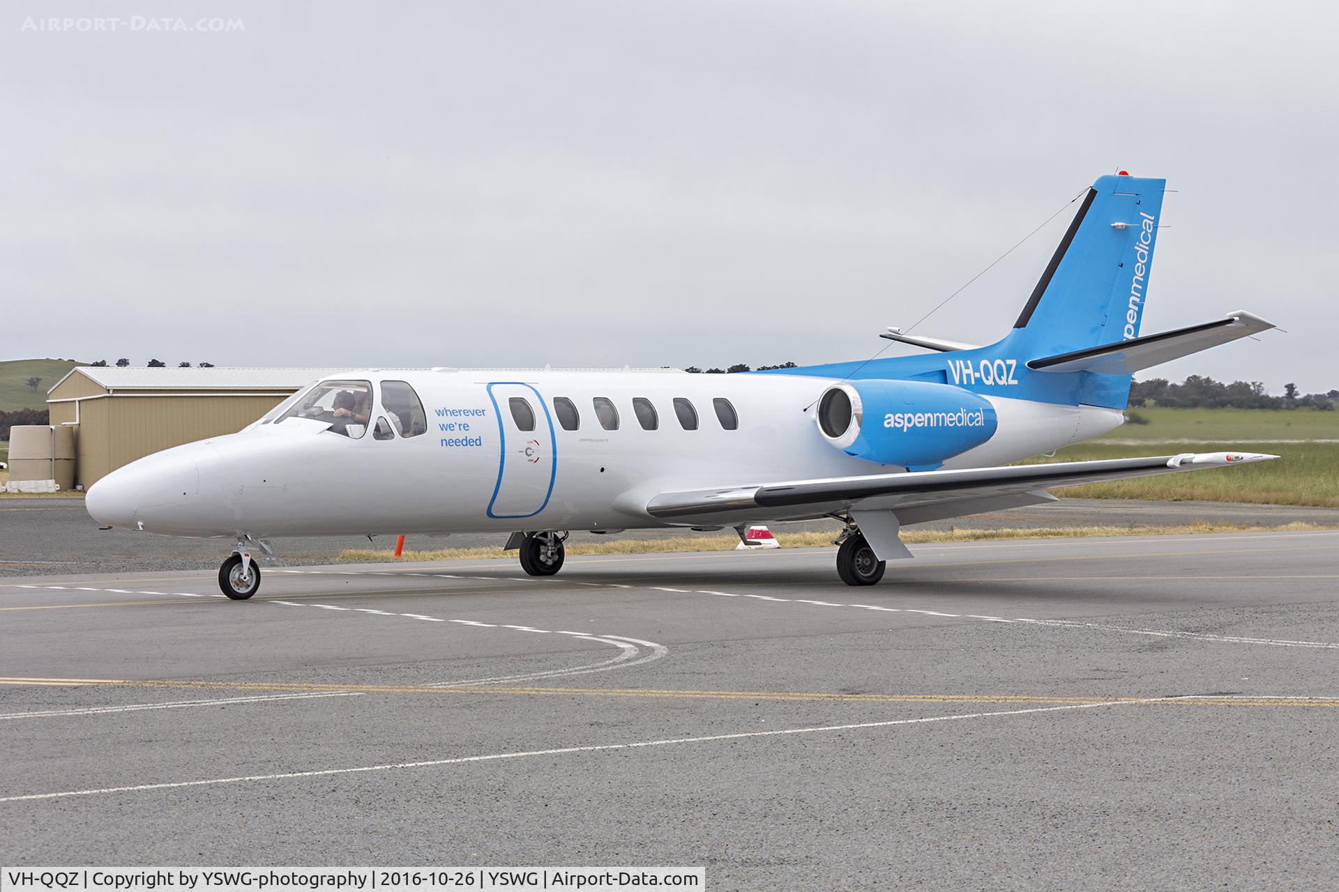 VH-QQZ, 1979 Cessna 550 Citation II C/N 550-0076, Aspen Medical/Corporate Aircraft Charter (VH-QQZ) Cessna Citation II taxiing at Wagga Wagga Airport
