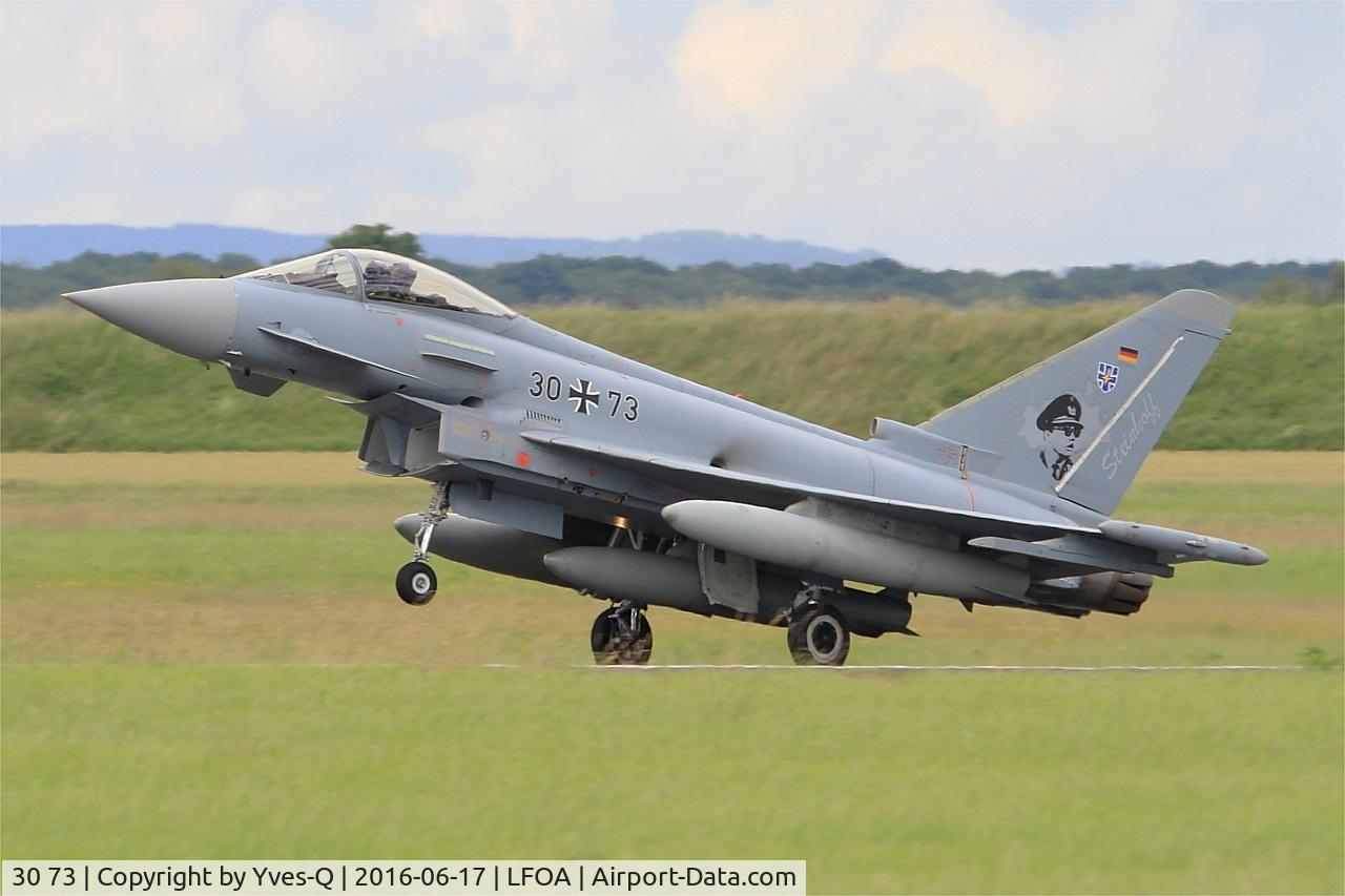 30 73, Eurofighter EF-2000 Typhoon S C/N GS054, German Air Force Eurofighter EF-2000 Typhoon S, Landing rwy 24, Avord Air Base 702 (LFOA) Open day 2016