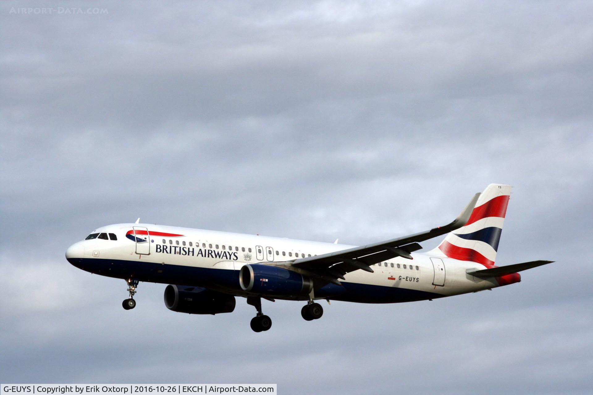 G-EUYS, 2013 Airbus A320-232 C/N 5948, G-EUYS landing rw 22L
