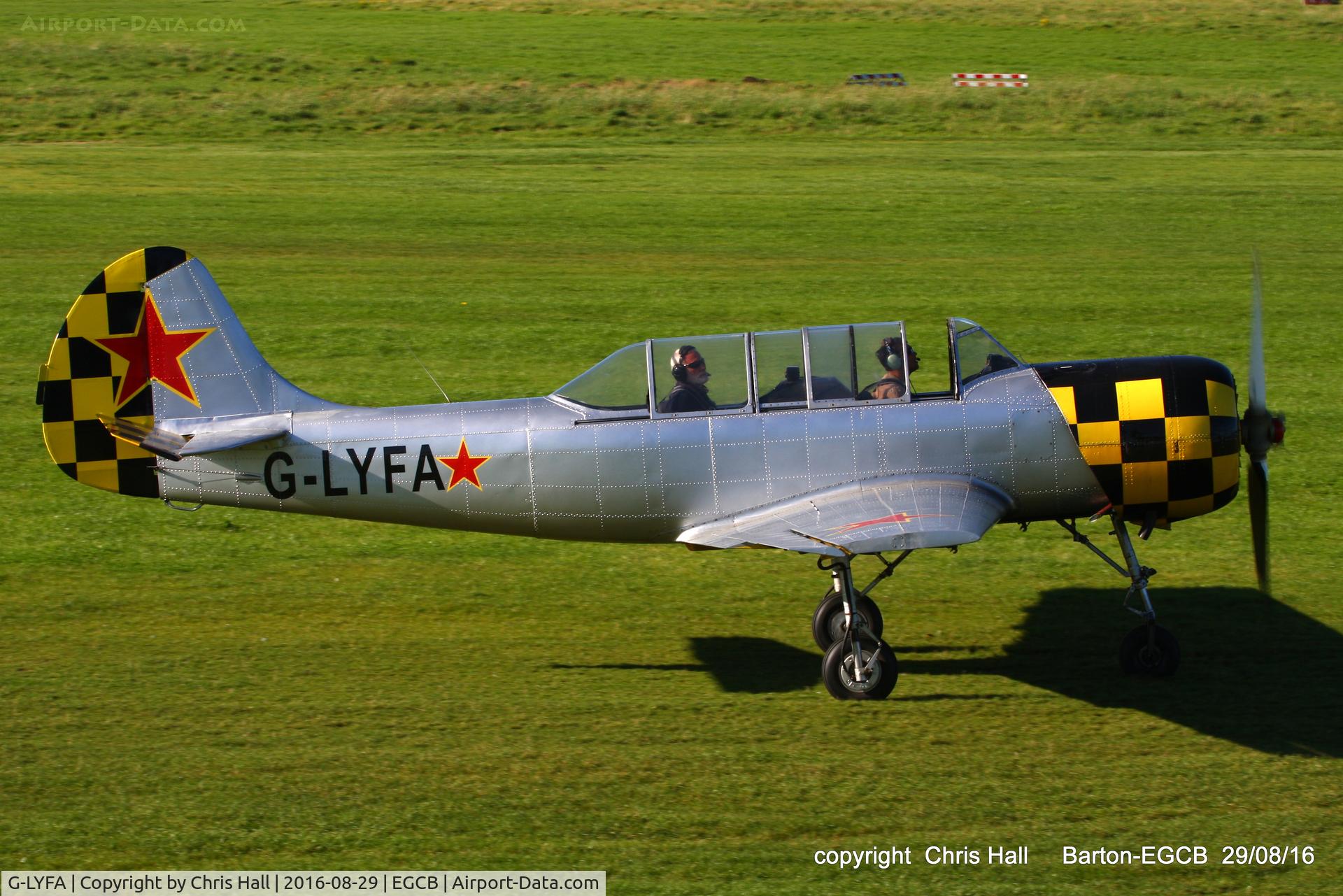 G-LYFA, 1982 Yakovlev Yak-52 C/N 822608, at Barton