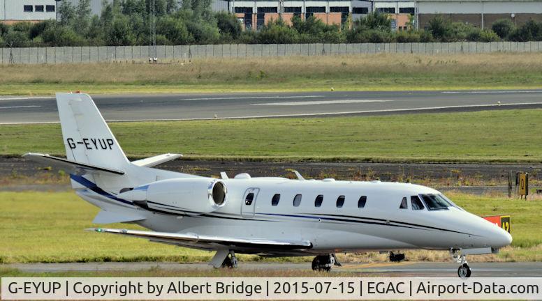G-EYUP, 2012 Cessna 560XL Citation XLS+ C/N 560-6116, Arriving at Belfast City.