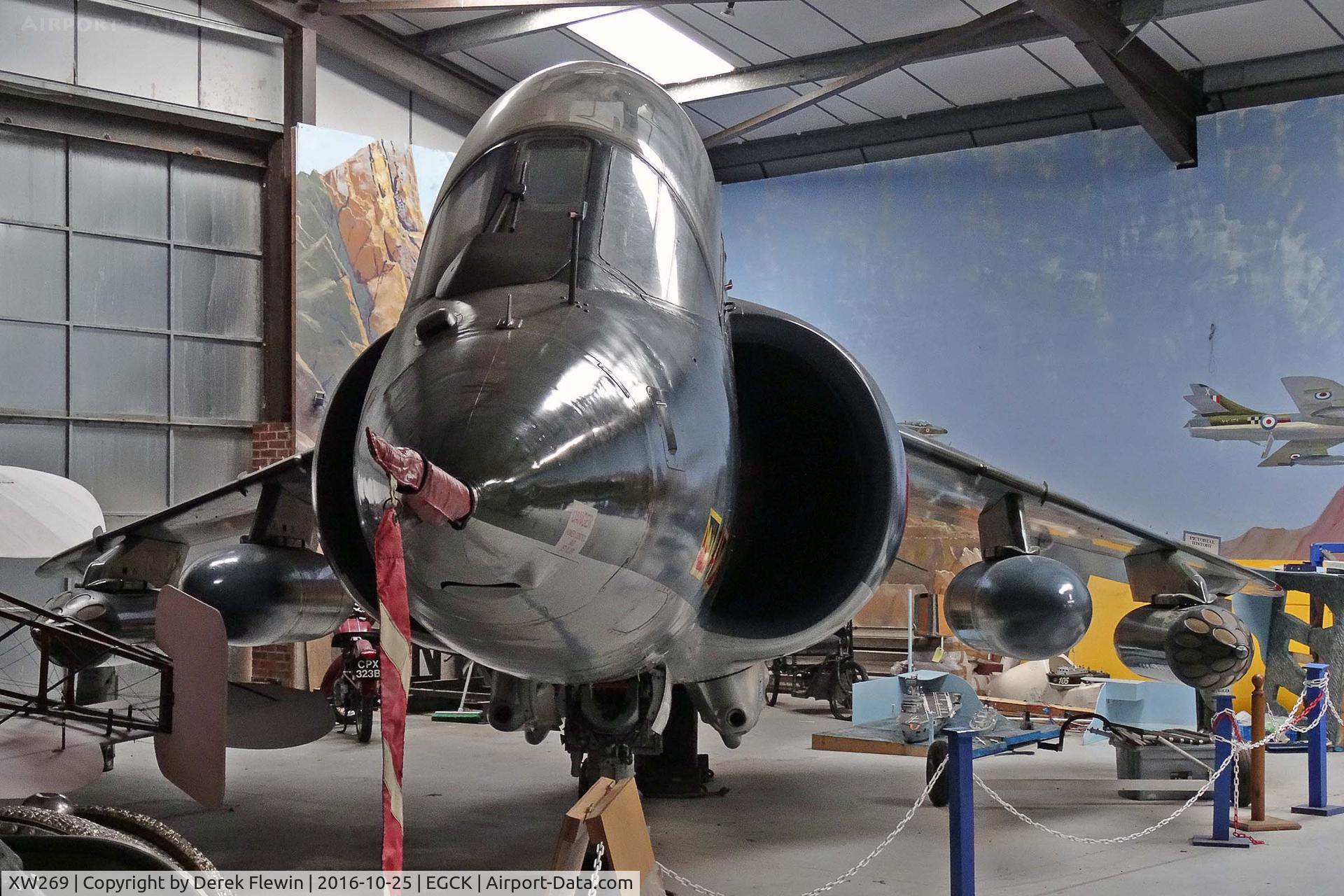 XW269, 1971 Hawker Siddeley Harrier T.4 C/N 212008, Harrier T.4, seen at the Air World Museum Caernarfon Airport.