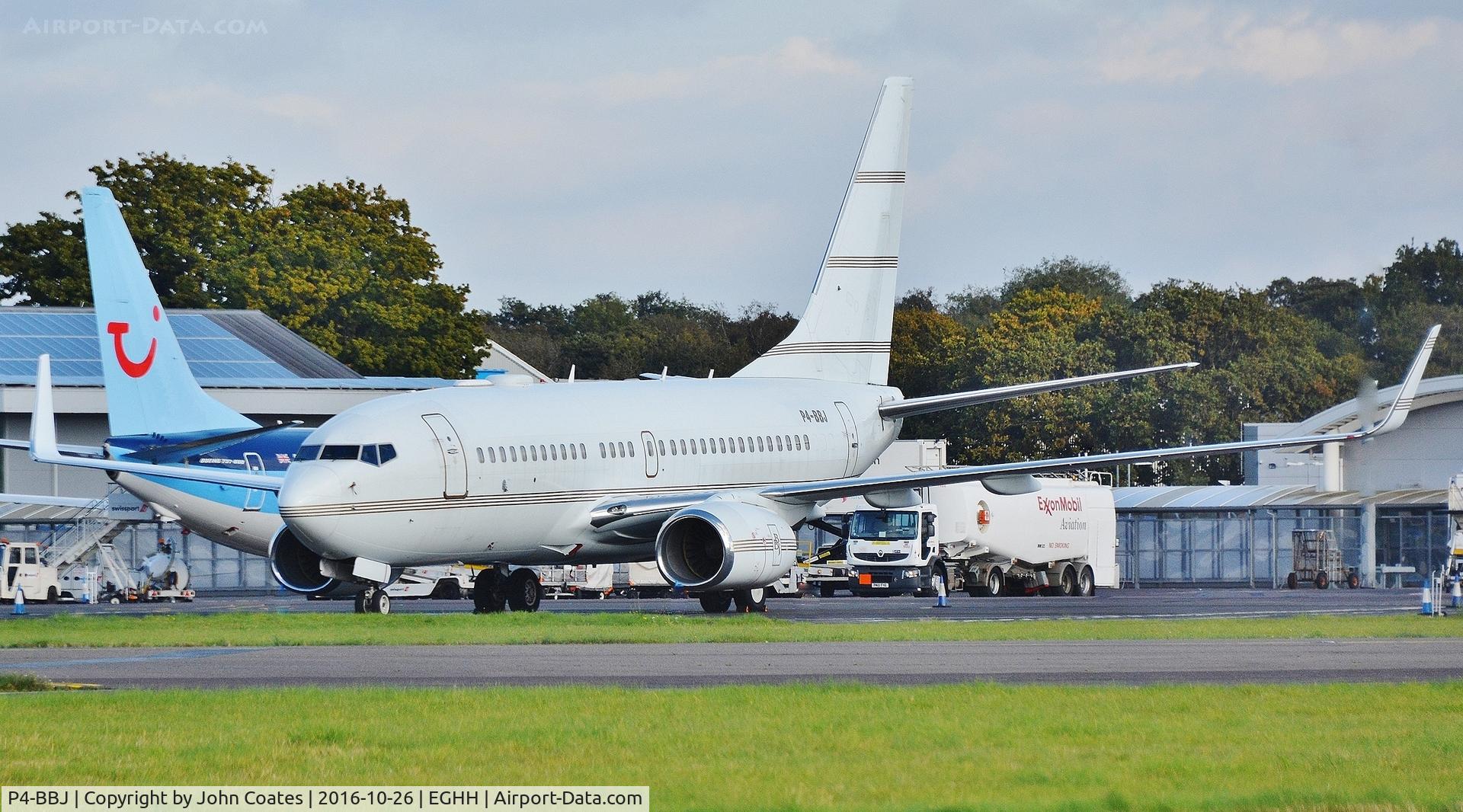 P4-BBJ, 1999 Boeing 737-7AV C/N 30070, Parked at terminal after positioning from EGSS
