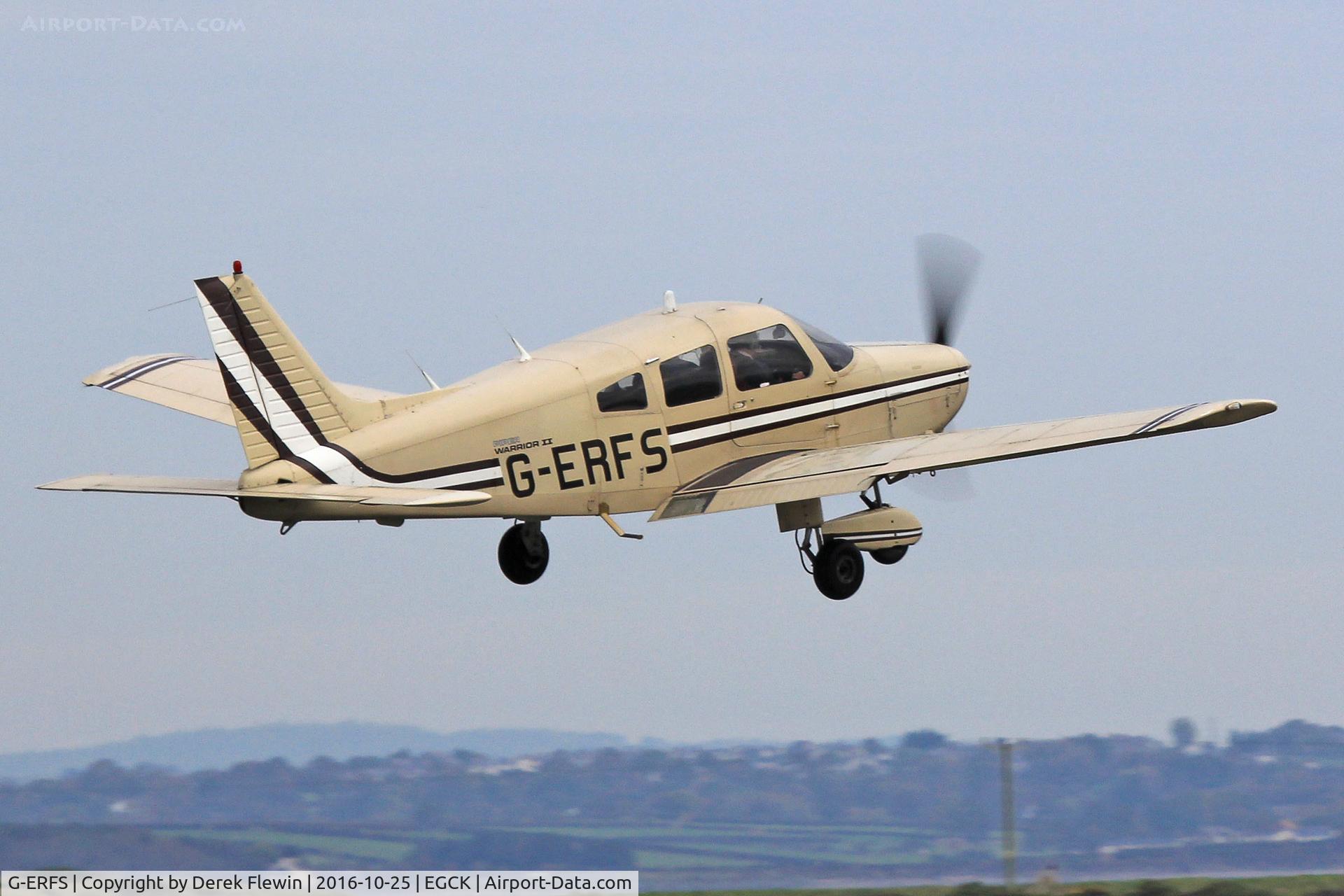 G-ERFS, 1982 Piper PA-28-161 Cherokee Warrior II C/N 28-8216051, Cherokee Warrior II, Old Sarum Wiltshire based, previously N84570, D-EPFS, seen departing runway 07.
