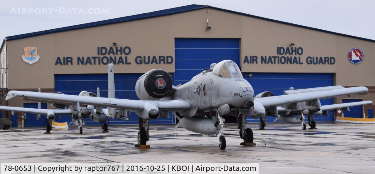 78-0653, 1978 Fairchild Republic A-10C Thunderbolt II C/N A10-0273, 190th Fighter Sq., 124th Fighter Wing, Idaho ANG. One of 12 A-10Cs back from 6 months in the Middle East.
