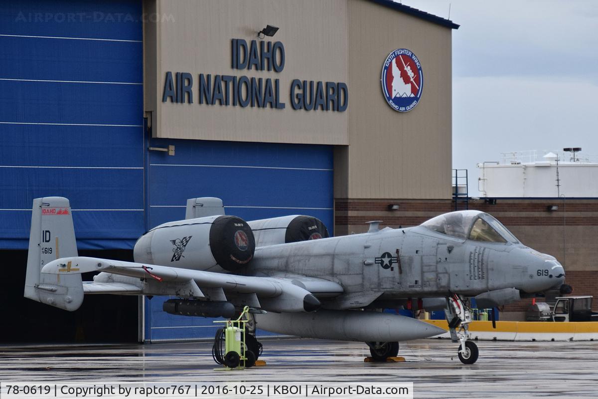 78-0619, 1978 Fairchild Republic A-10C Thunderbolt II C/N A10-0239, 190th Fighter Sq., 124th Fighter Wing, Idaho ANG. One of 12 A-10Cs back from 6 months in the Middle East.