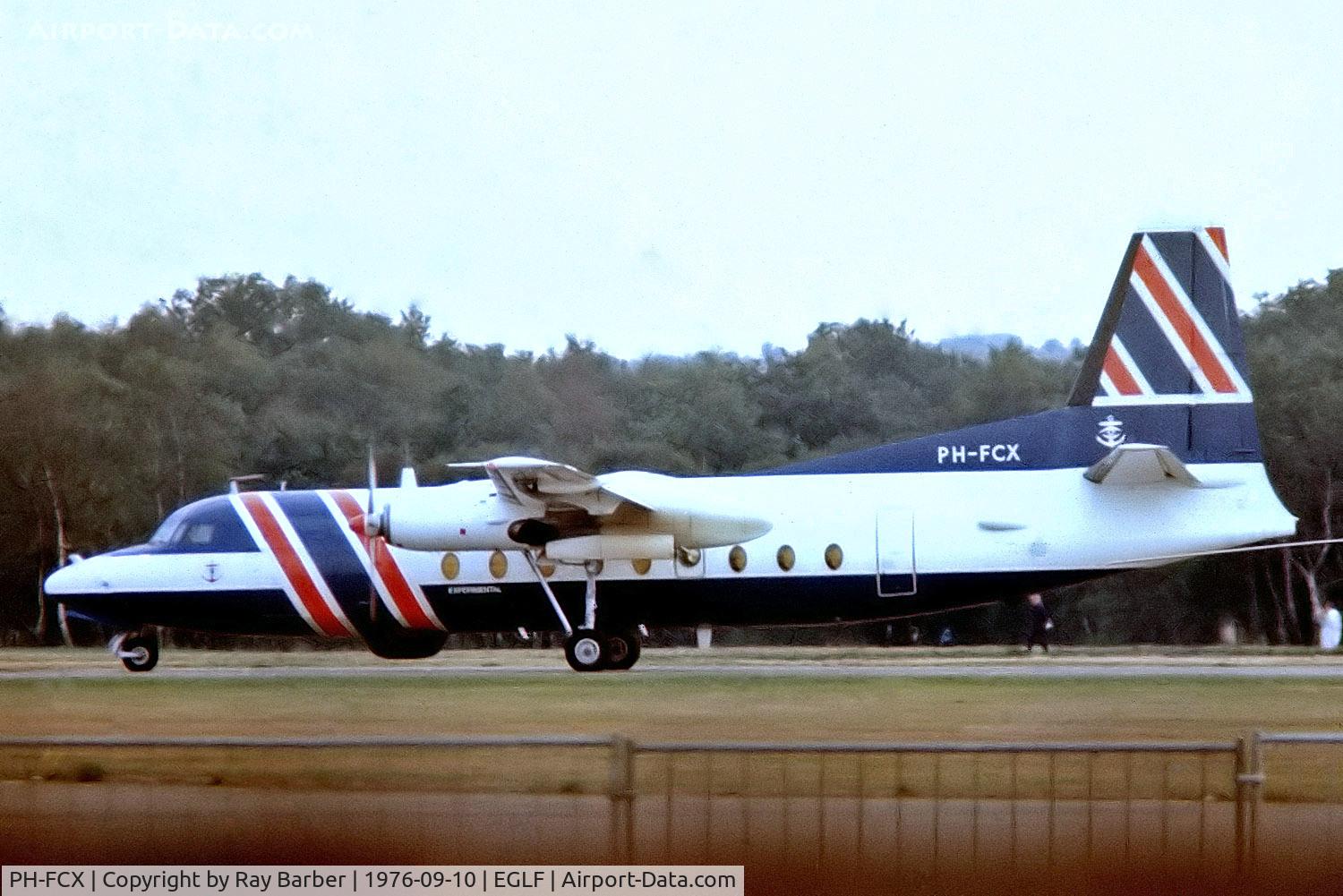 PH-FCX, 1961 Fokker F.27-100MPA C/N 10183, Fokker F-27-400MPA Friendship [10183] (Fokker) Farnborough~G 10/09/1976. From a slide.
