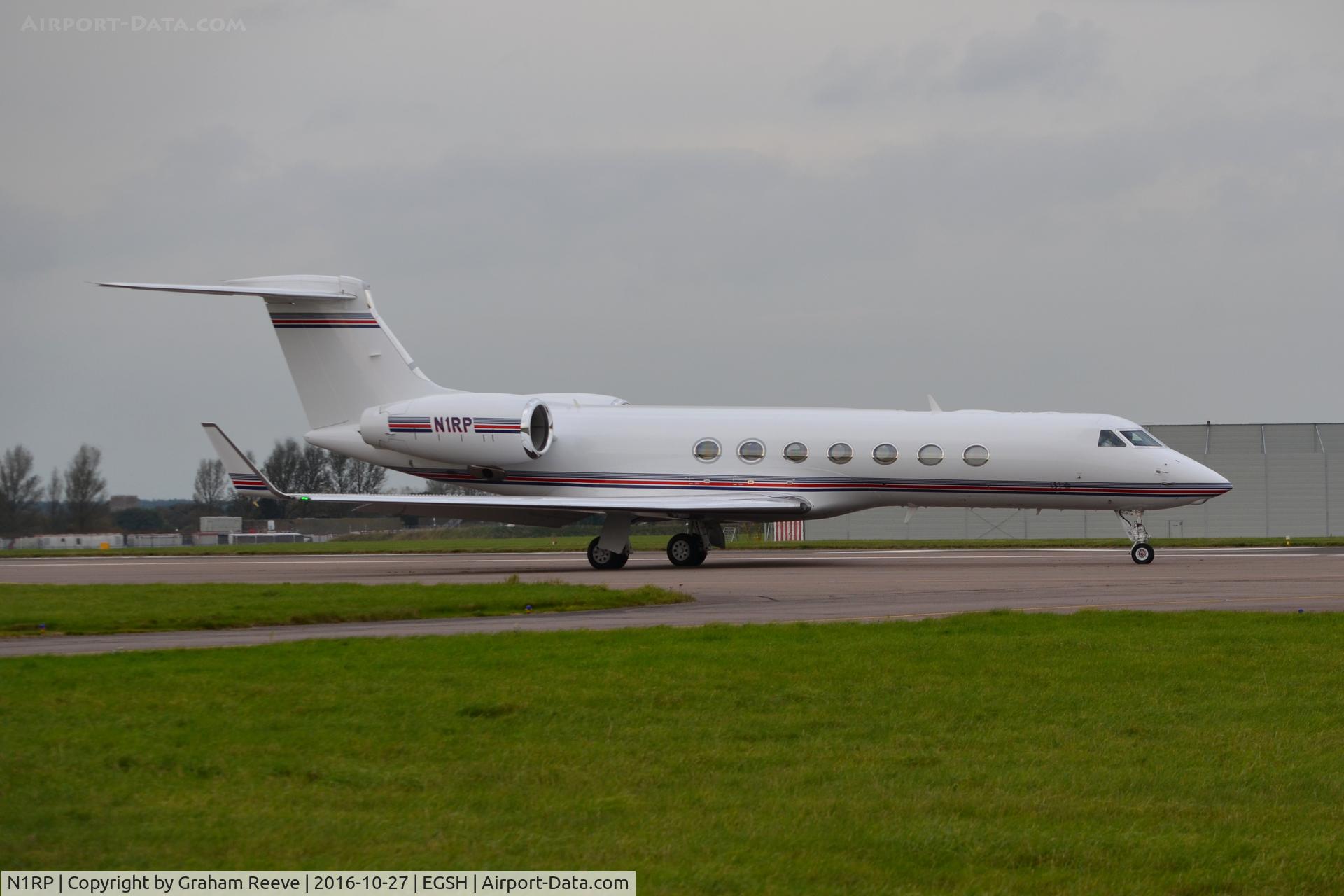 N1RP, 2013 Gulfstream Aerospace V-SP G550 C/N 5458, About to depart from Norwich.