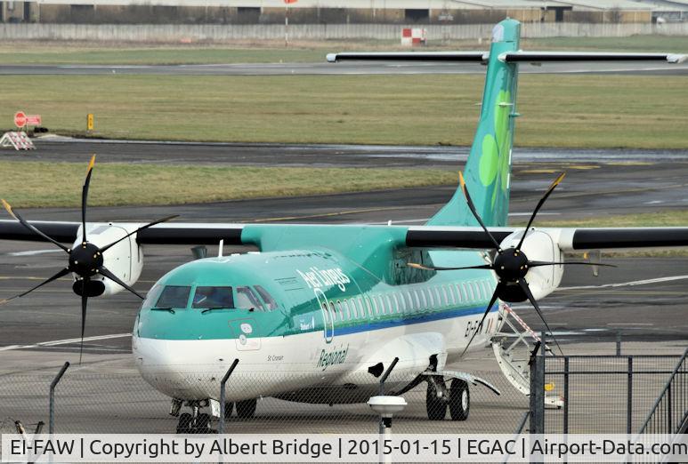 EI-FAW, 2013 ATR 72-600 (72-212A) C/N 1122, Aer Lingus Regional flight diverted to Belfast City from a windy Dublin.