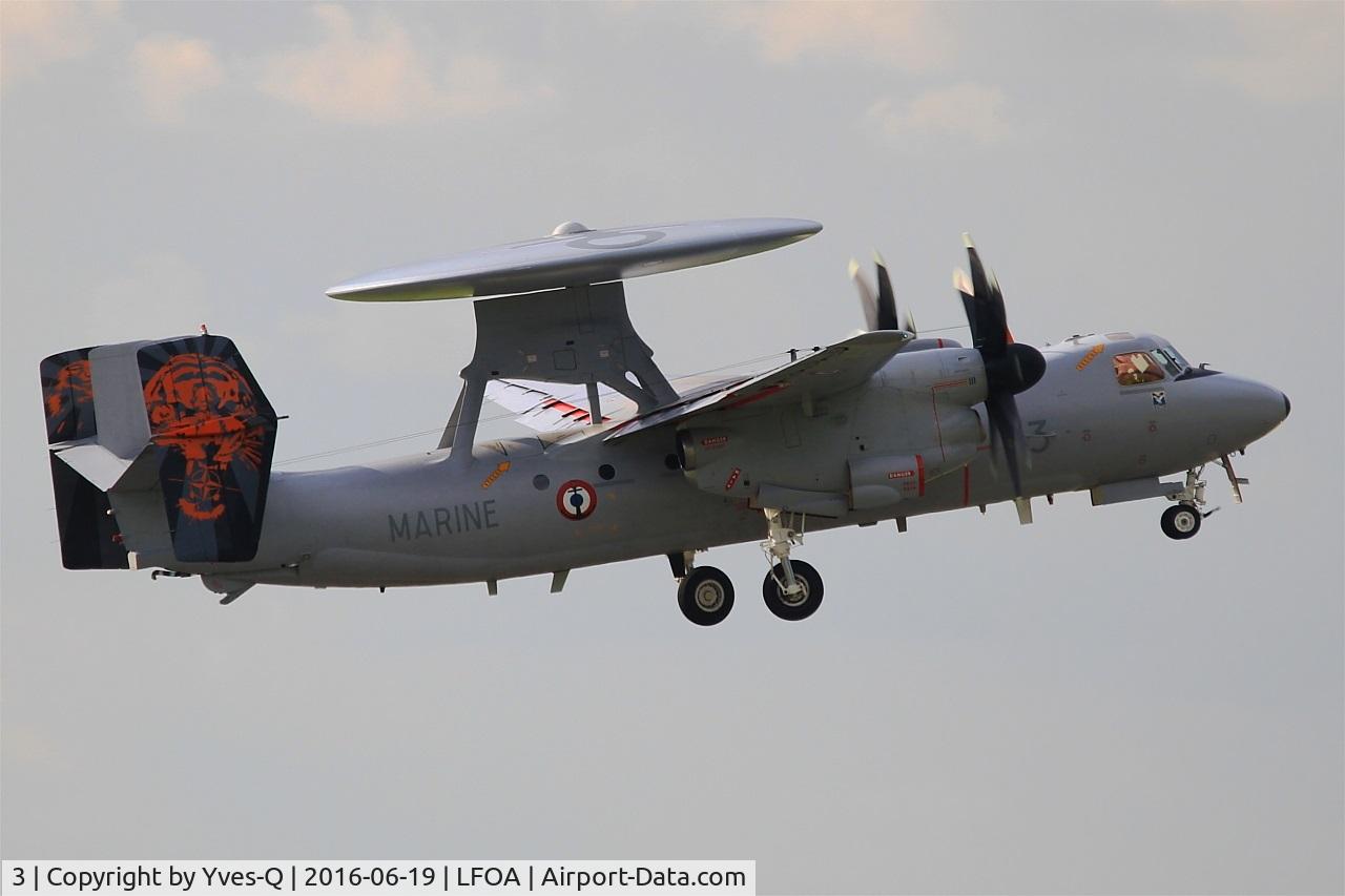 3, Northrop Grumman E-2C Hawkeye C/N FR-3, French Naval Aviation Grumman E-2C Hawkeye, Take off rwy 06, Avord Air Base 702 (LFOA) Open day 2016
