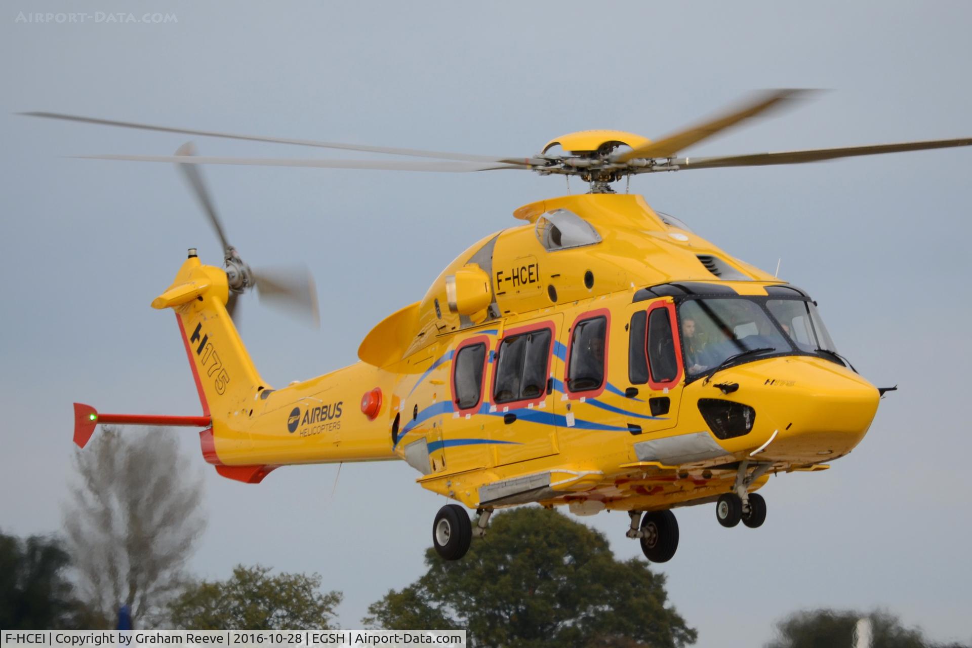 F-HCEI, Eurocopter EC-175 C/N 5003, Landing at Norwich.