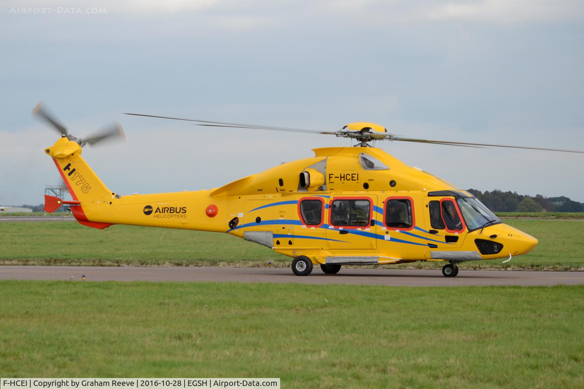 F-HCEI, Eurocopter EC-175 C/N 5003, Just landed at Norwich.