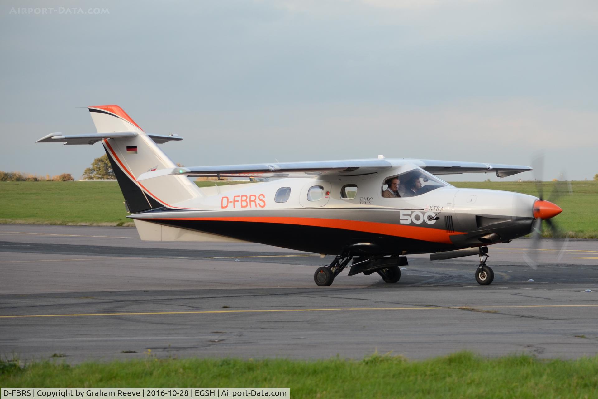 D-FBRS, Extra EA-500 C/N 1003, Departing from Norwich.
