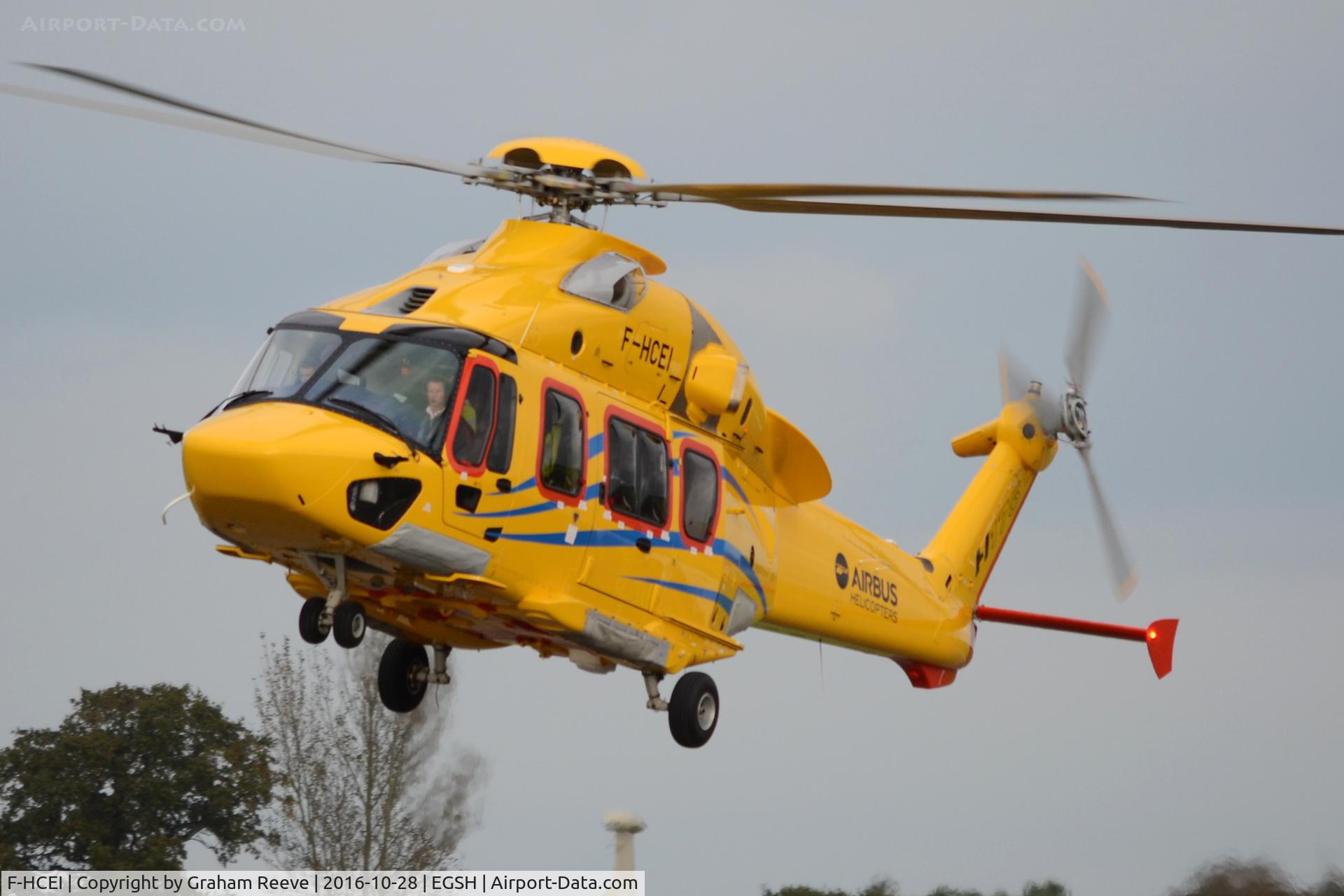 F-HCEI, Eurocopter EC-175 C/N 5003, Landing at Norwich.