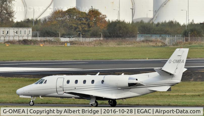 G-OMEA, 2006 Cessna 560XL Citation XLS C/N 560-5610, Departing Belfast City.