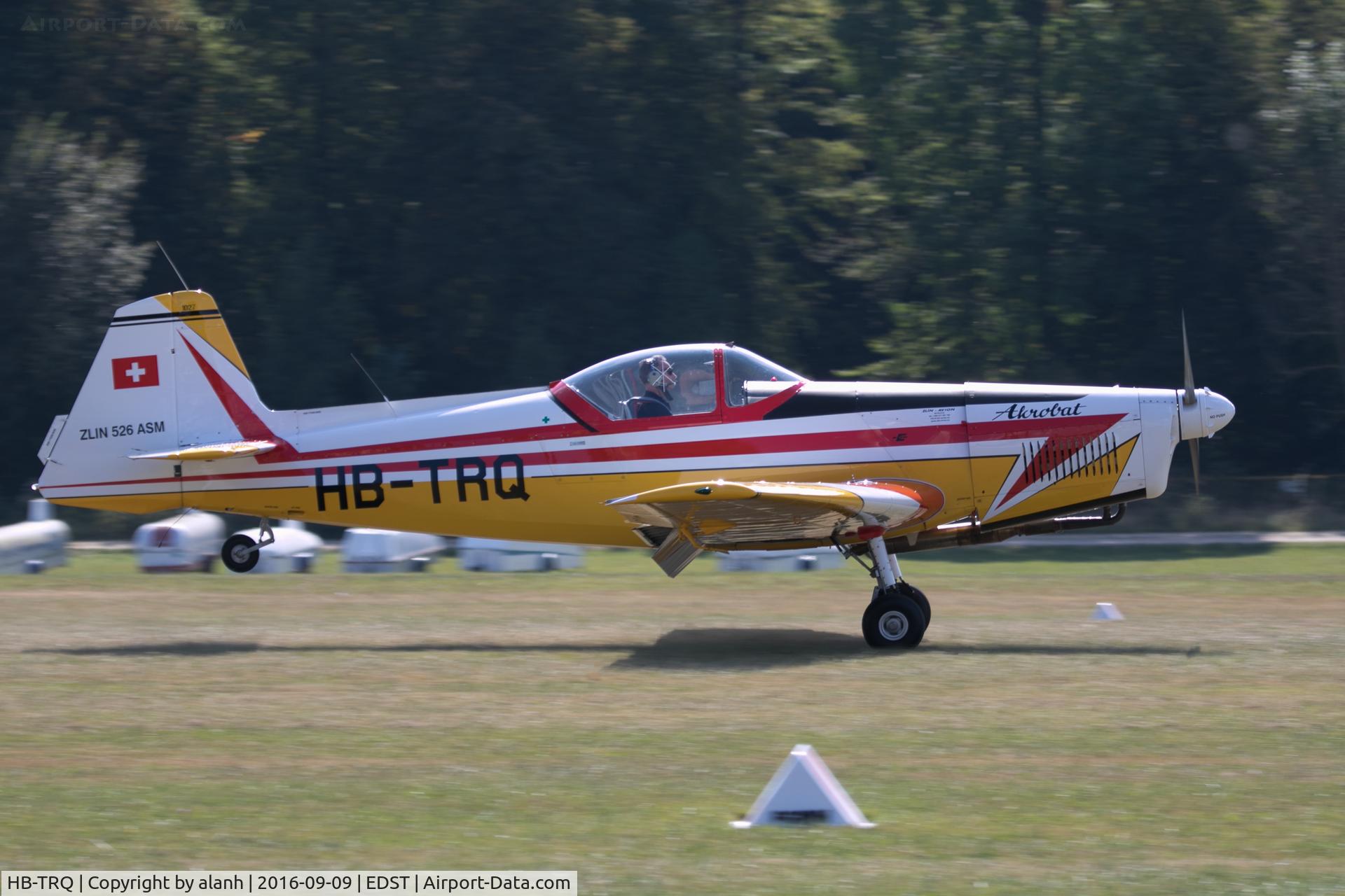 HB-TRQ, 1967 Zlin 526ASM C/N 1027, Arriving at the 2016 Hahnweide Oldtimer Fliegertreffen