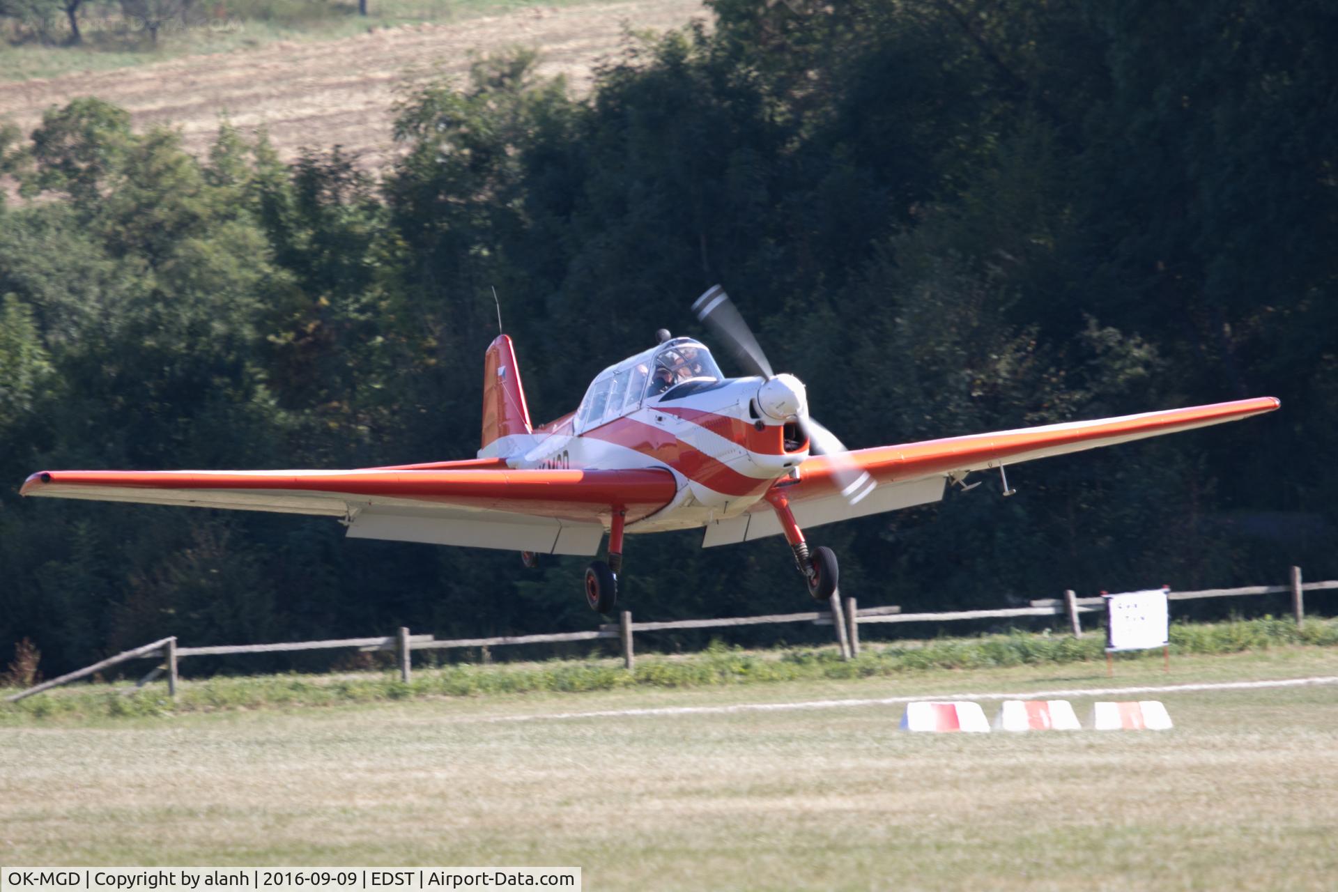 OK-MGD, 1958 Moravan Zlin Z226MS C/N 175, Arriving at the 2016 Hahnweide Oldtimer Fliegertreffen