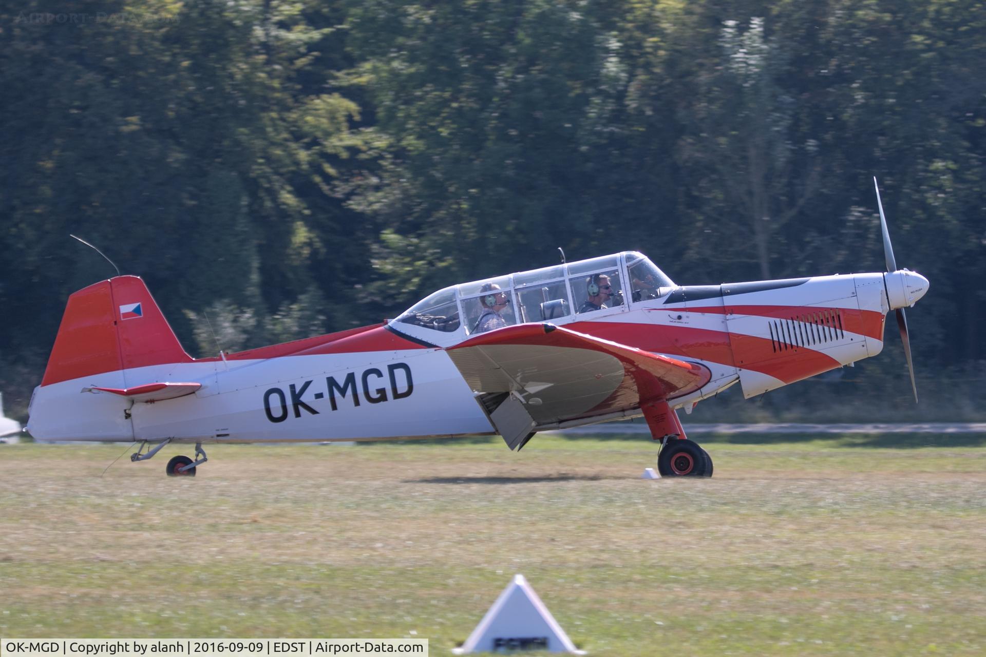 OK-MGD, 1958 Moravan Zlin Z226MS C/N 175, Arriving at the 2016 Hahnweide Oldtimer Fliegertreffen