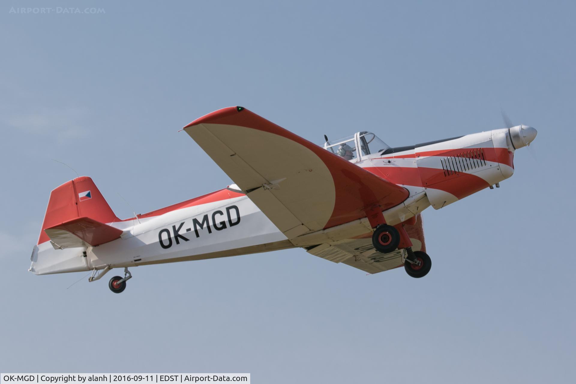 OK-MGD, 1958 Moravan Zlin Z226MS C/N 175, Departing the 2016 Hahnweide Oldtimer Fliegertreffen