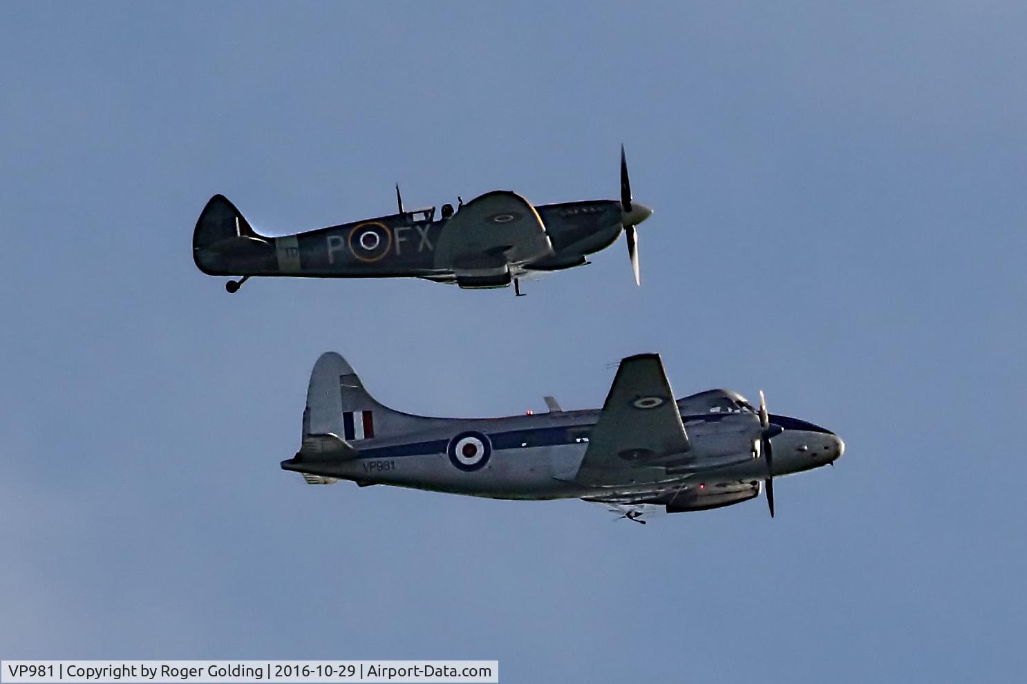 VP981, De Havilland DH-104 Devon C.2 C/N 04205, Seen flying over Dover on Saturday 29th October 2016