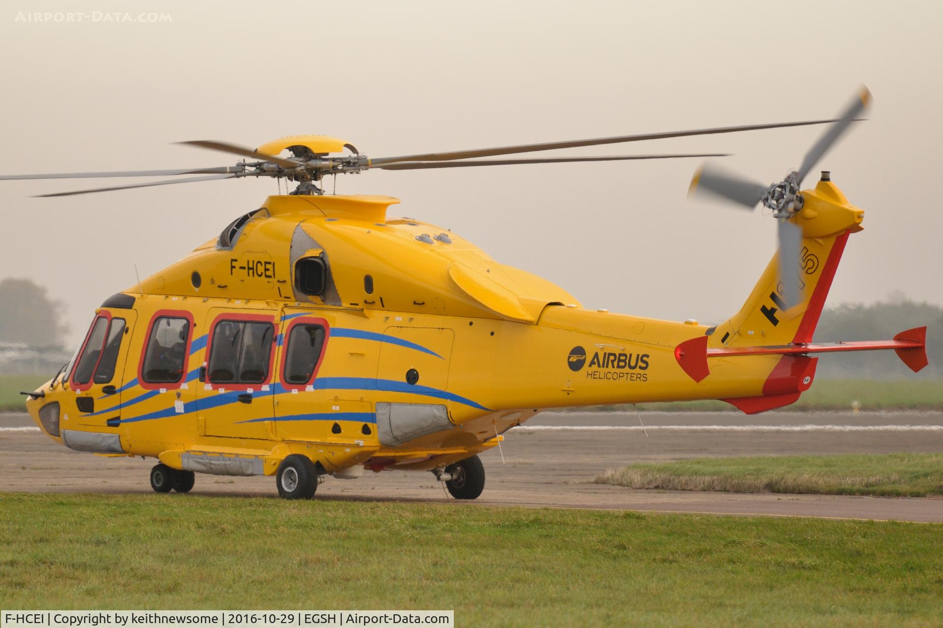 F-HCEI, Eurocopter EC-175 C/N 5003, Leaving a misty Norwich morning.