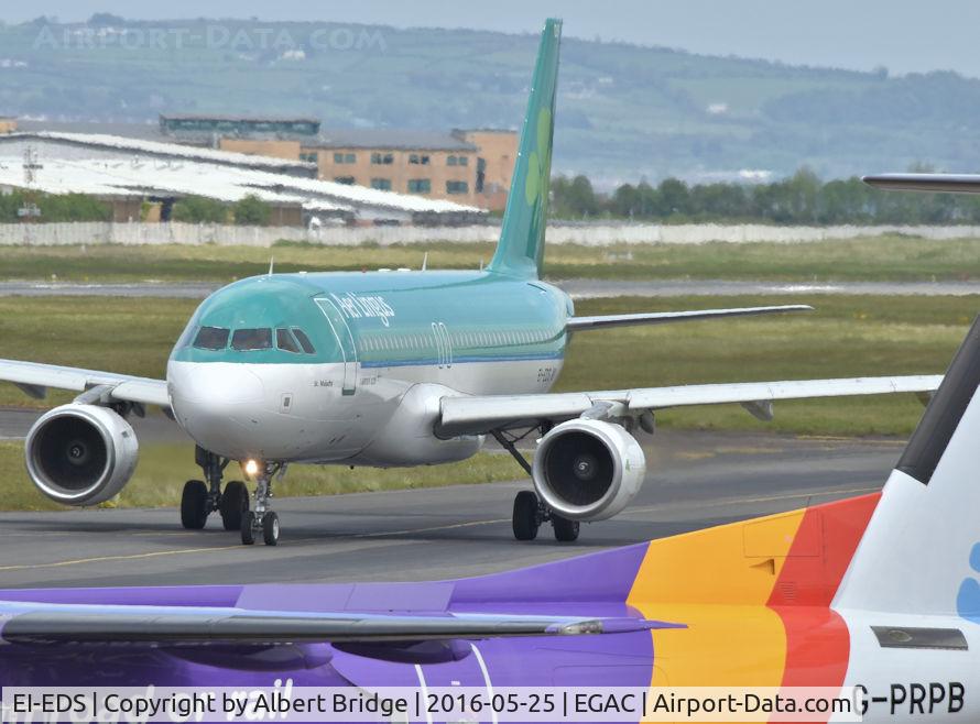 EI-EDS, 2008 Airbus A320-214 C/N 3755, Departing to Malaga.  flybe G-PRPB is in the foreground.