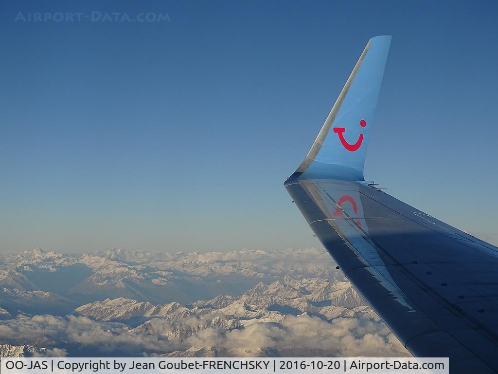 OO-JAS, 2008 Boeing 737-7K5 C/N 35144, Izmir to Lyon, view of french Alps