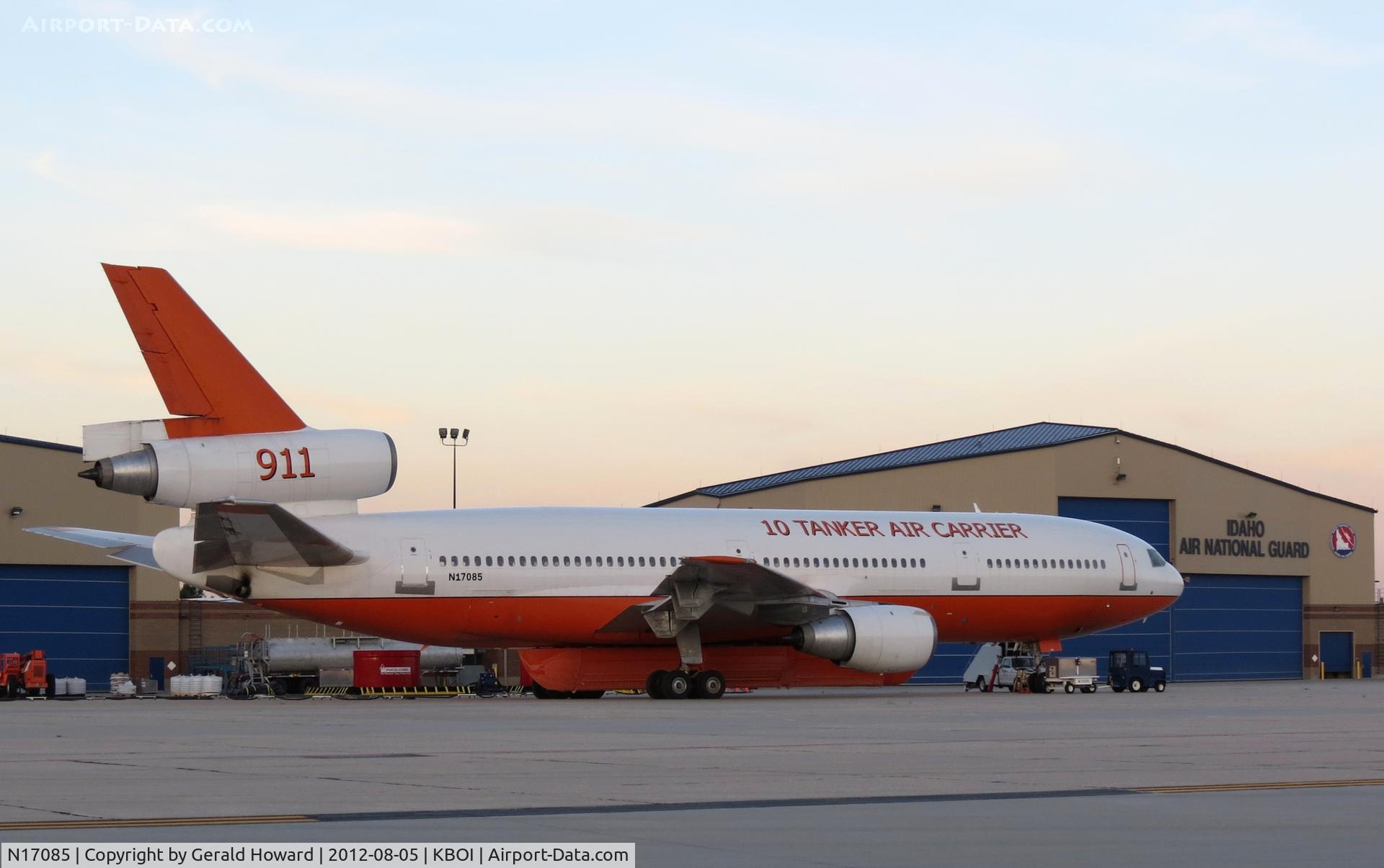 N17085, 1975 McDonnell Douglas DC-10-30 C/N 47957, Couldn't fit on NIFC ramp (north side). Parked and refueled for tanker missions on the Idaho Air Guard ramp (south side).