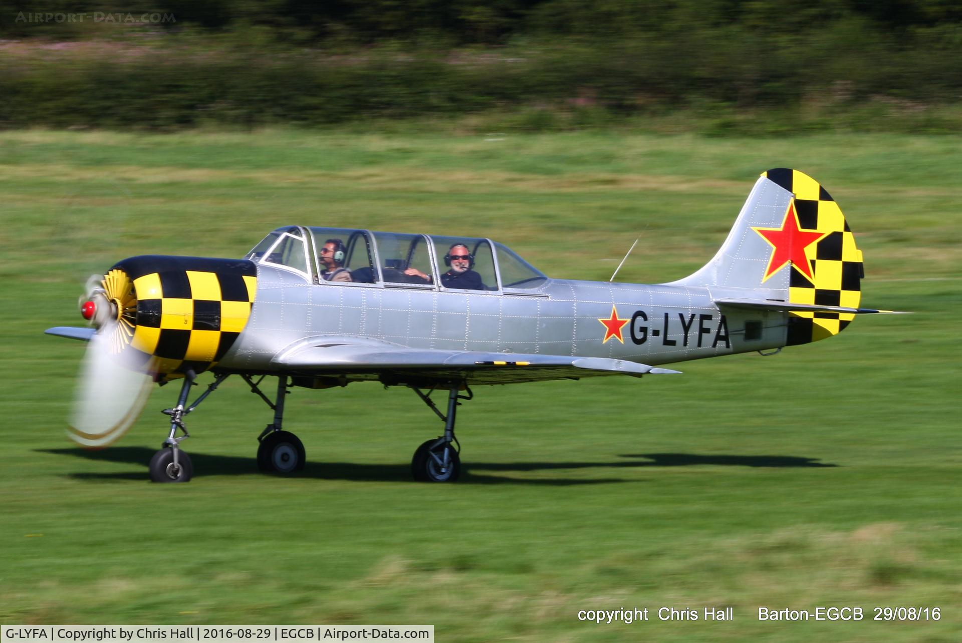 G-LYFA, 1982 Yakovlev Yak-52 C/N 822608, at Barton
