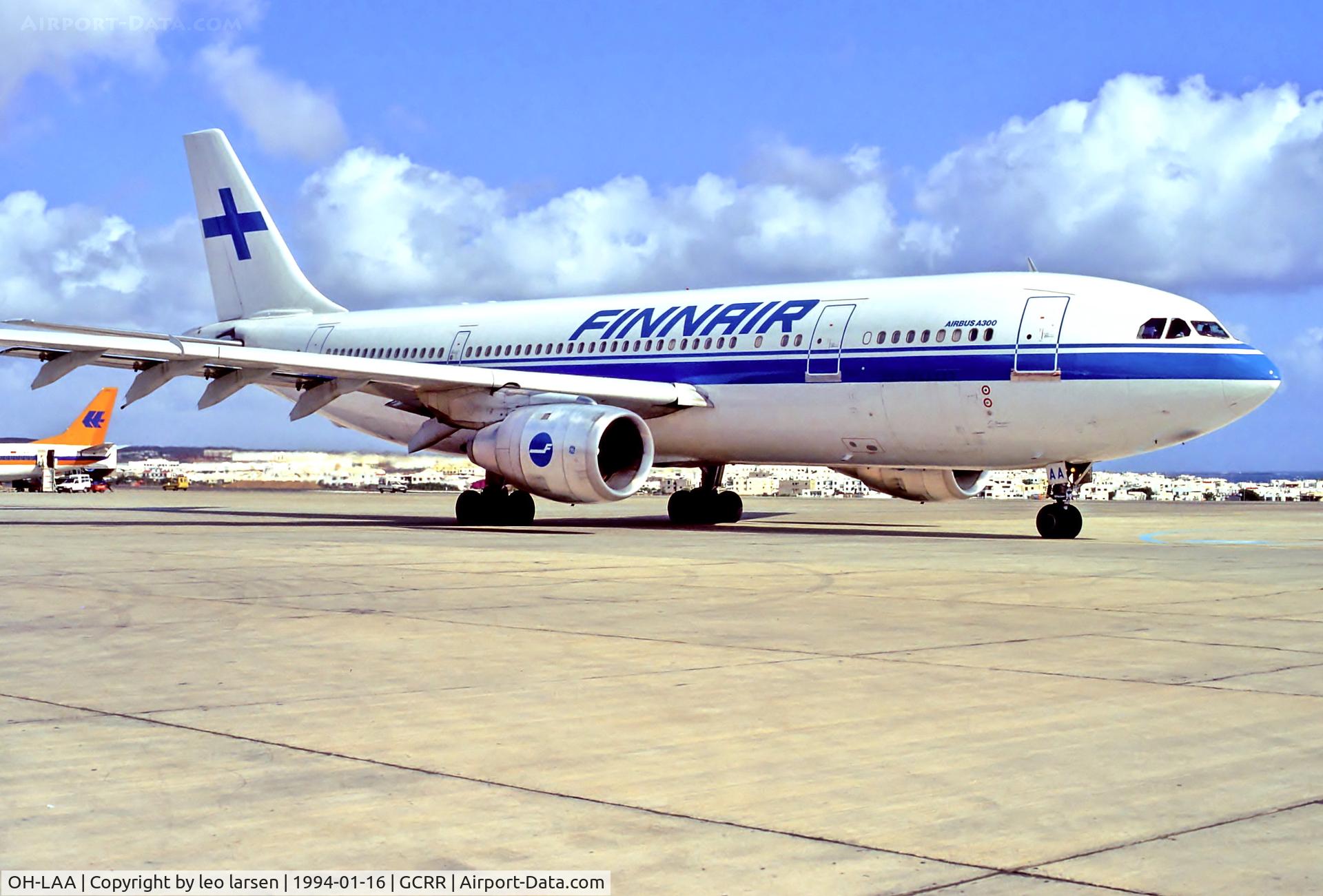 OH-LAA, 1984 Airbus A300B4-203 C/N 299, Lanzarote 16.1.94